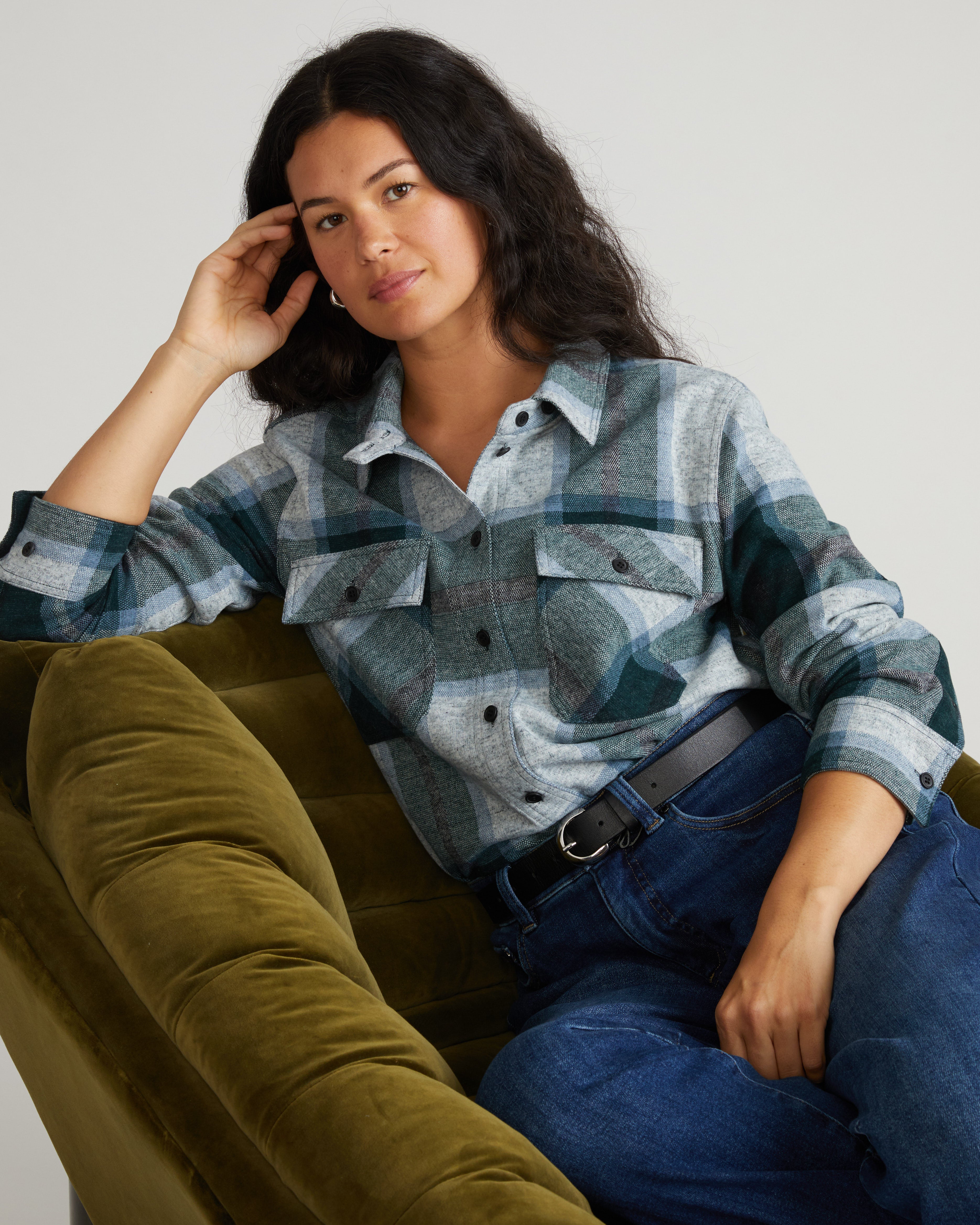Maine Stretch Flannel Shirt - Mate Green Plaid – Universal Standard