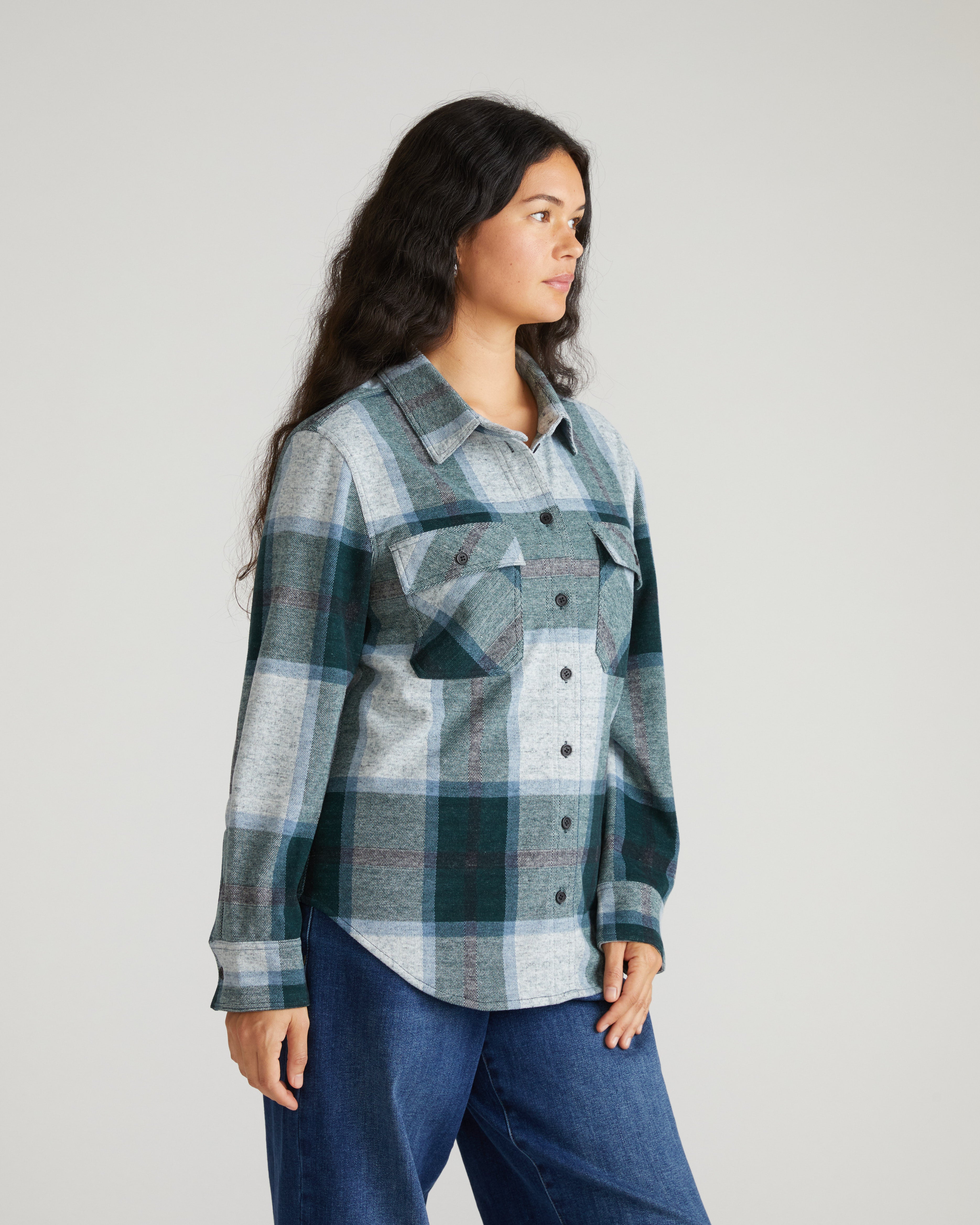 Maine Stretch Flannel Shirt - Mate Green Plaid – Universal Standard