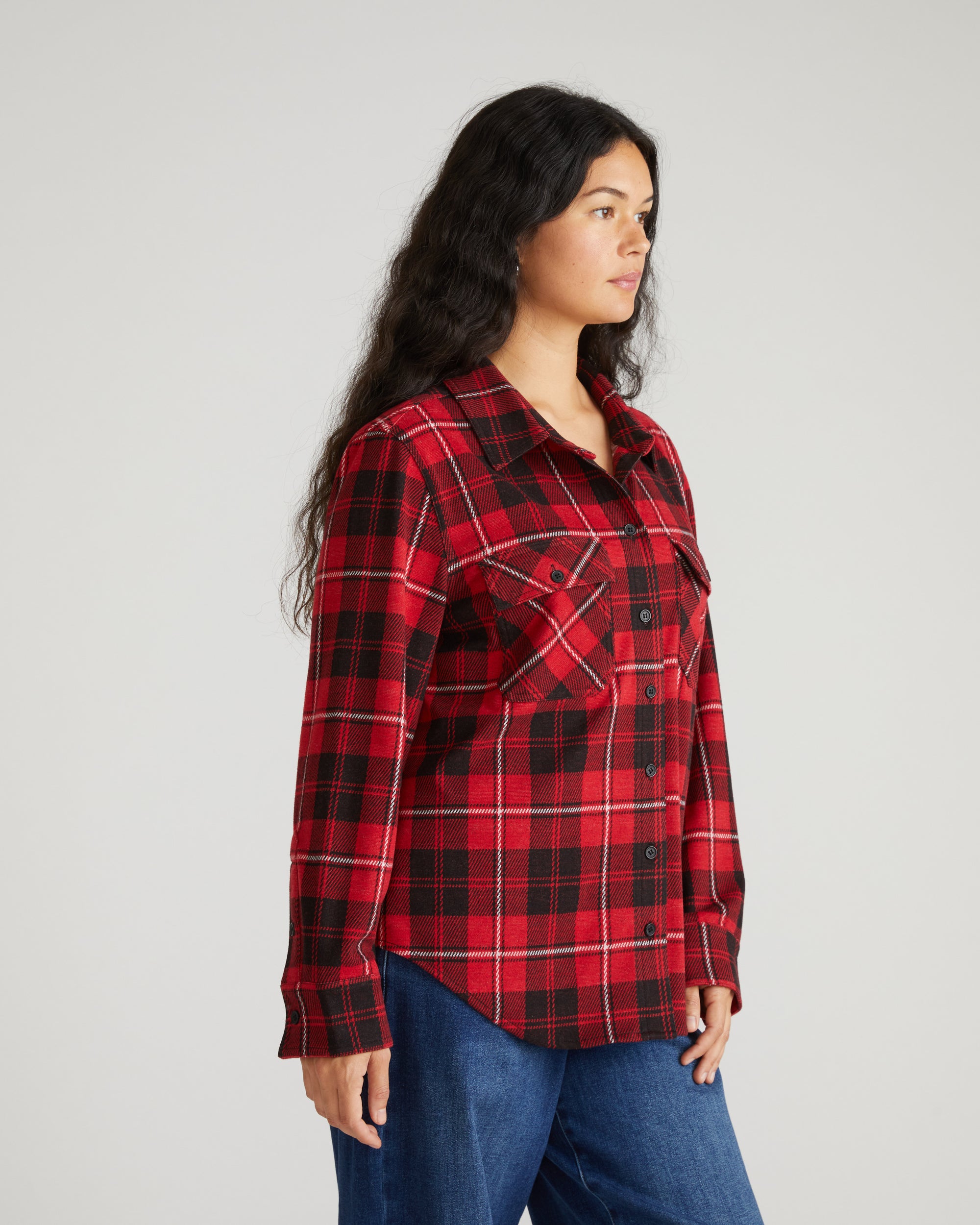 Maine Stretch Flannel Shirt - Ridge Brew Red Plaid – Universal Standard