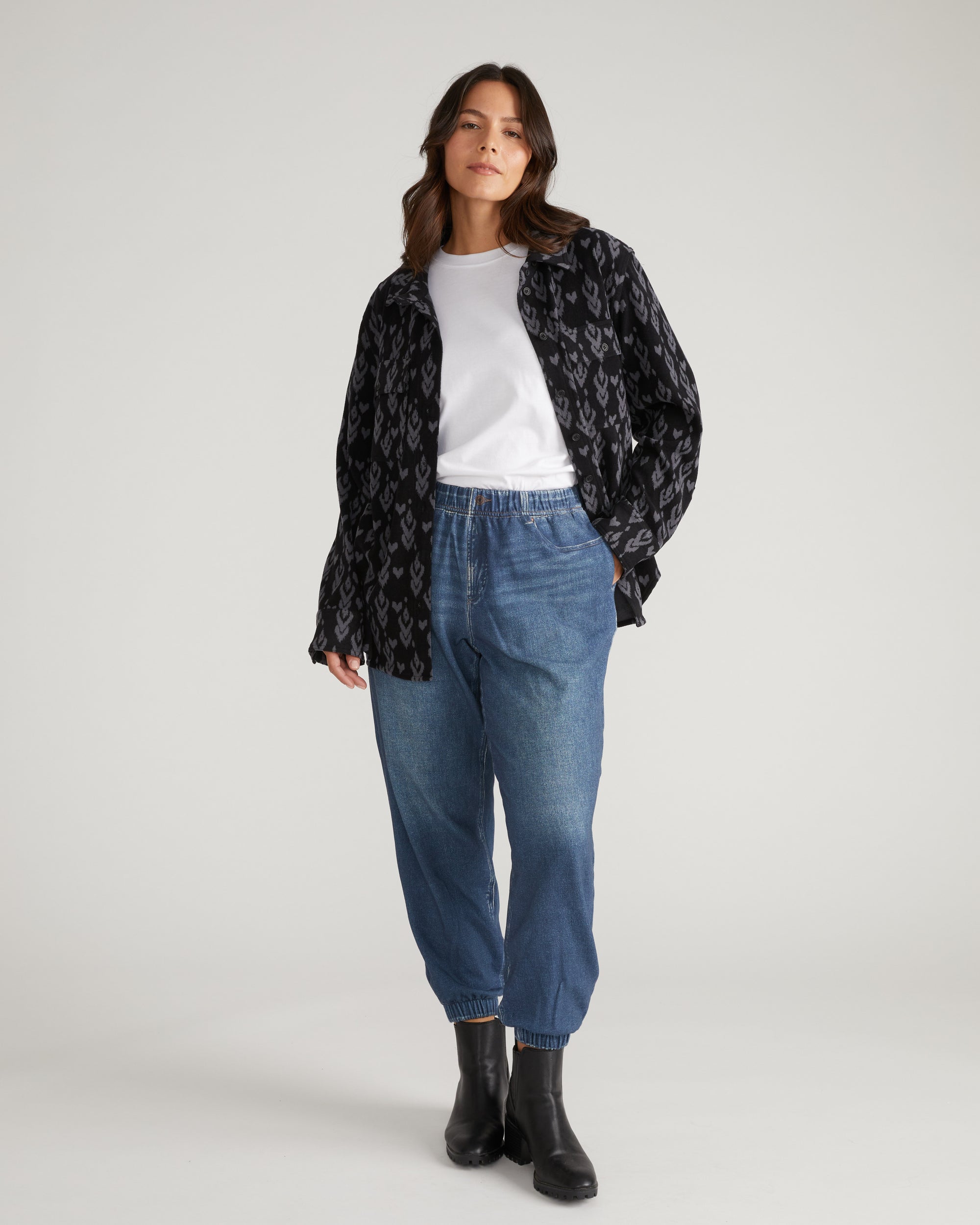 Maine Stretch Flannel Shirt - Indigo Ikat Arrow