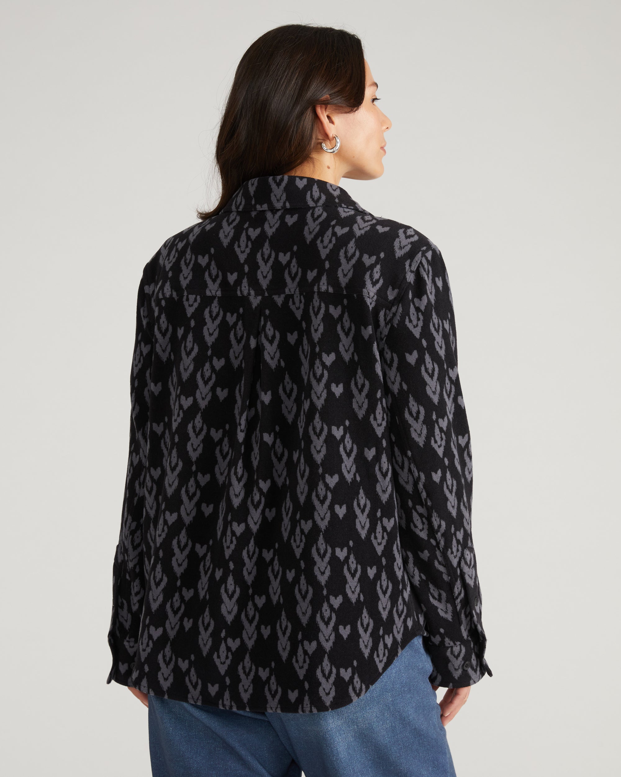 Maine Stretch Flannel Shirt - Indigo Ikat Arrow