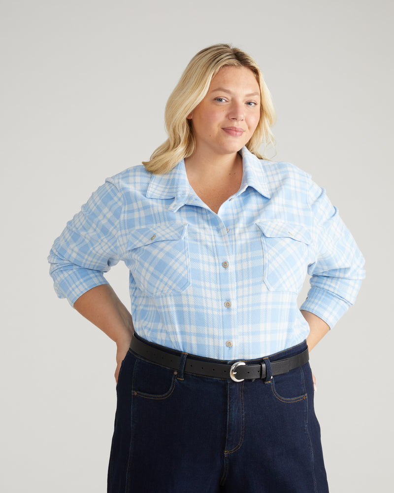 Maine Stretch Flannel Shirt - Teapot Whistle Blue Plaid