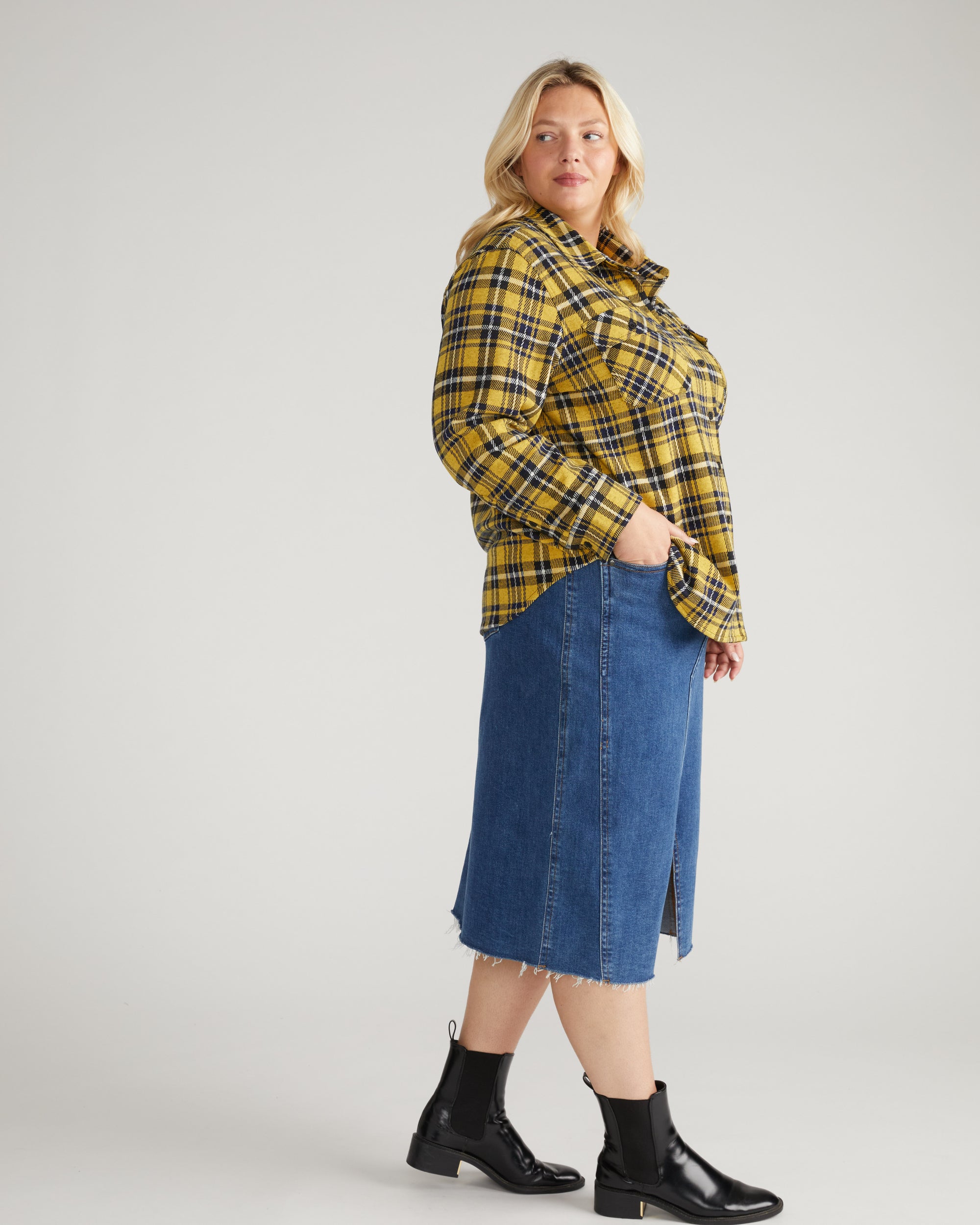 Maine Stretch Flannel Shirt - Chamomile Yellow Plaid