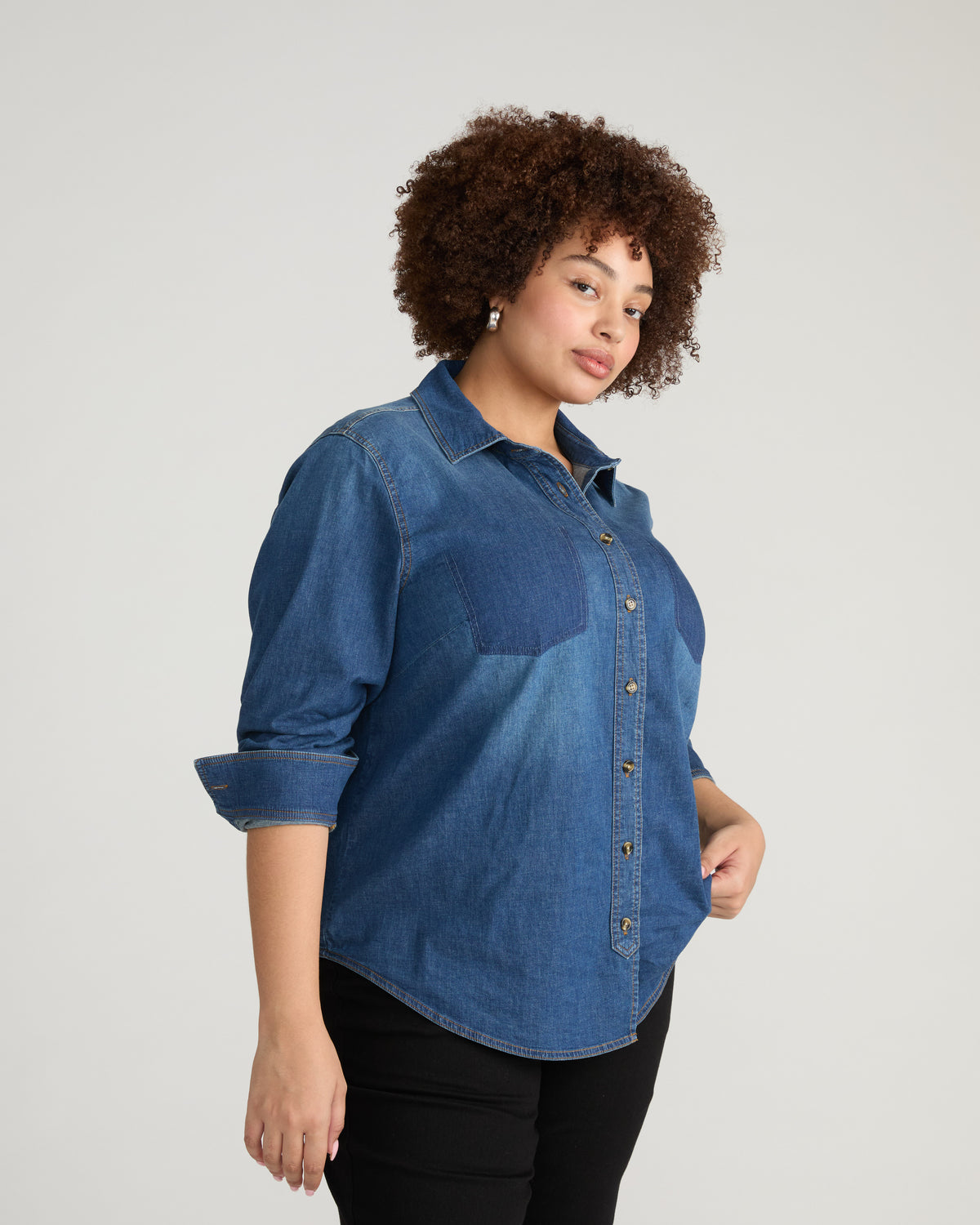 Minimalist Stretch Cotton Chambray Shirt - Woodstock Indigo