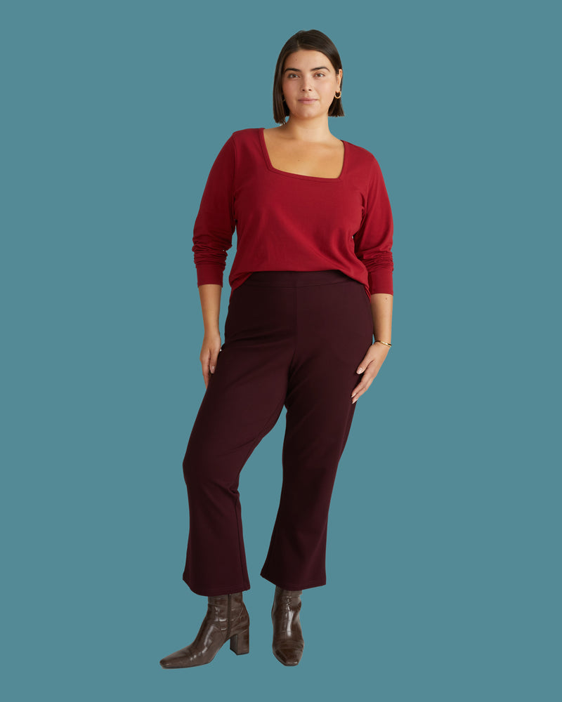 Long Sleeve Square Neck Tee - Garnet