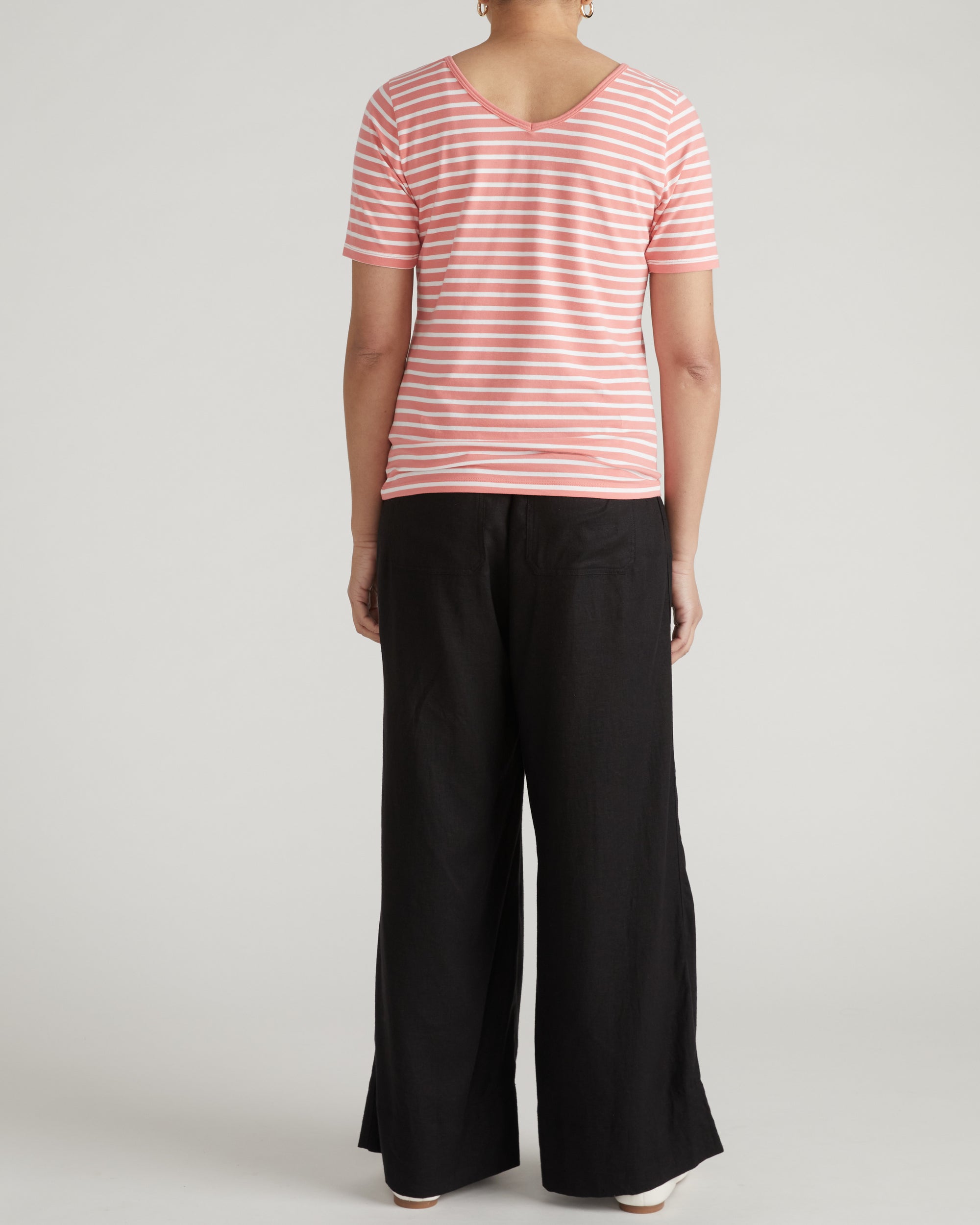 Double V Tee - Portrait Pink/White Stripe | Plus Size & Straight Size Women's Fashion | Universal Standard