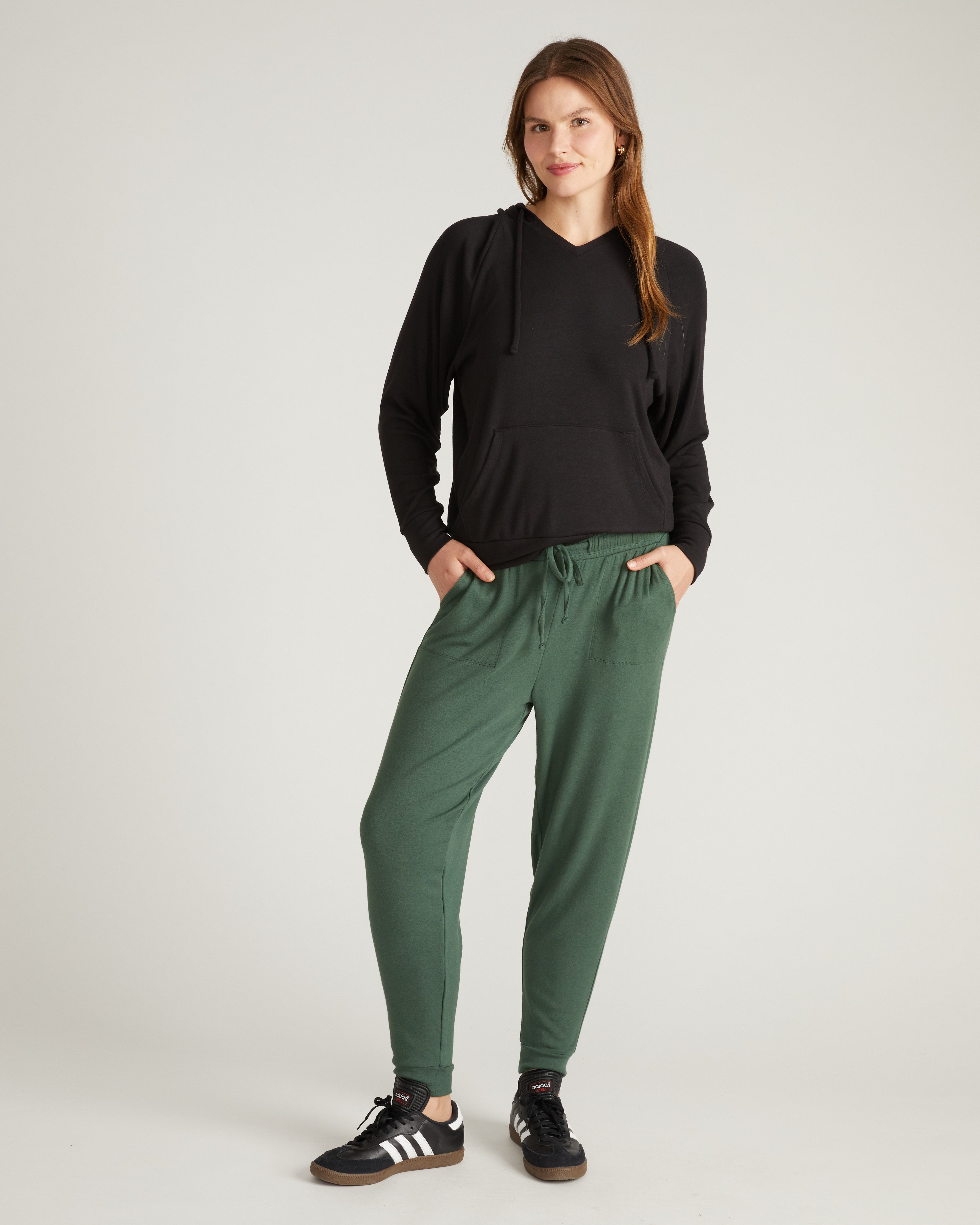 TravelKnit V Neck Hoodie - Black | Plus Size & Straight Size Women's Fashion | Universal Standard