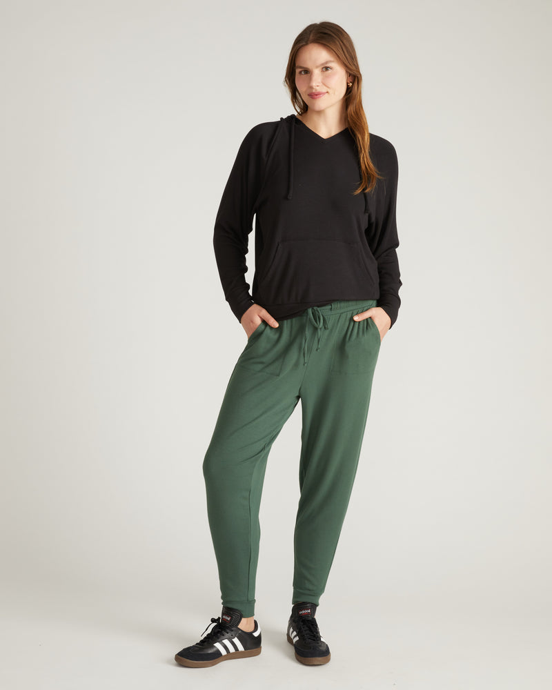 TravelKnit V Neck Hoodie - Black