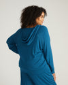 TravelKnit V Neck Hoodie - Blue Teal