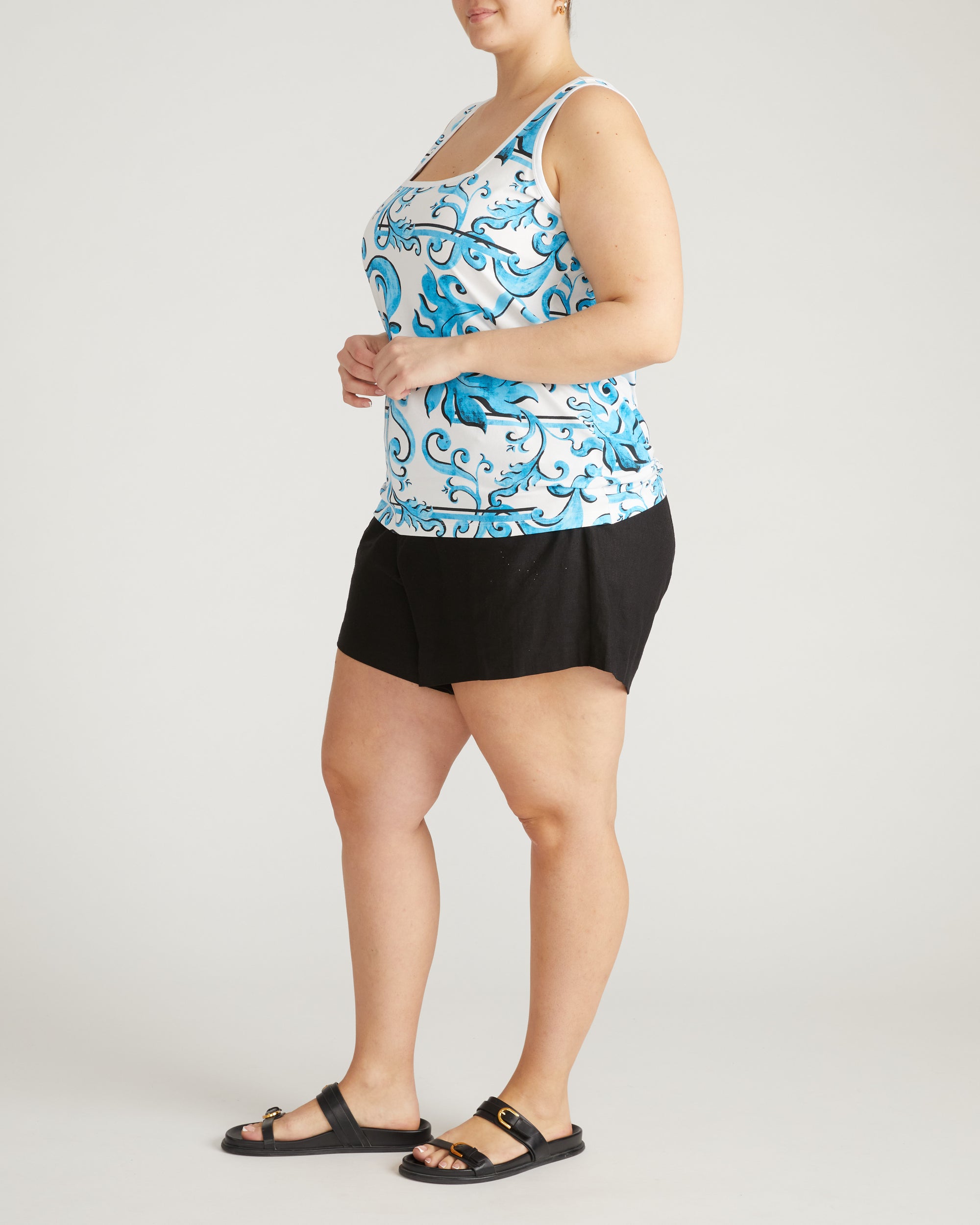 Square Neck Tank Top - Blue Majolica Print | Plus Size & Straight Size Women's Fashion | Universal Standard