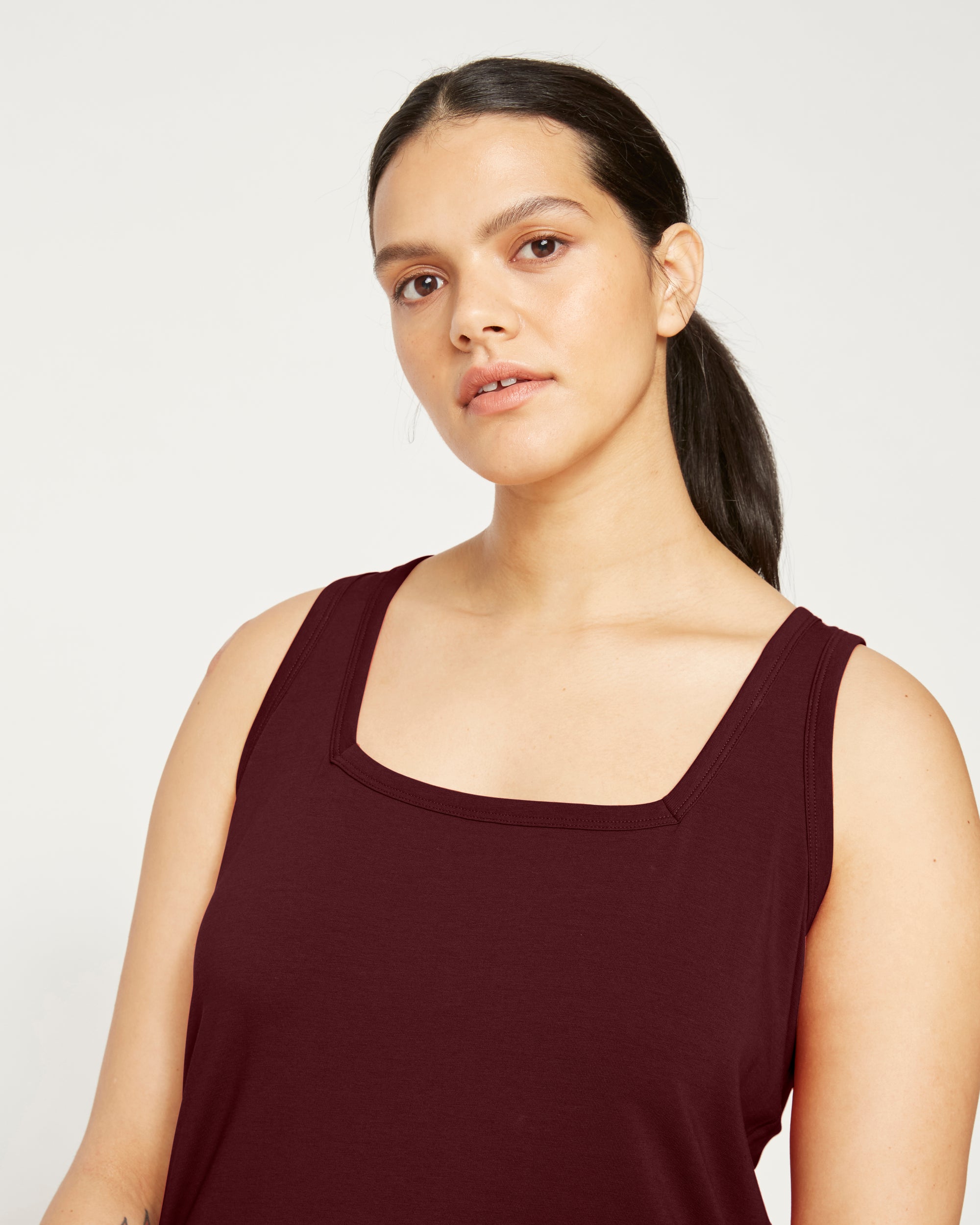 Square Neck Tank Top - Black Cherry | Plus Size & Straight Size Women's Fashion | Universal Standard