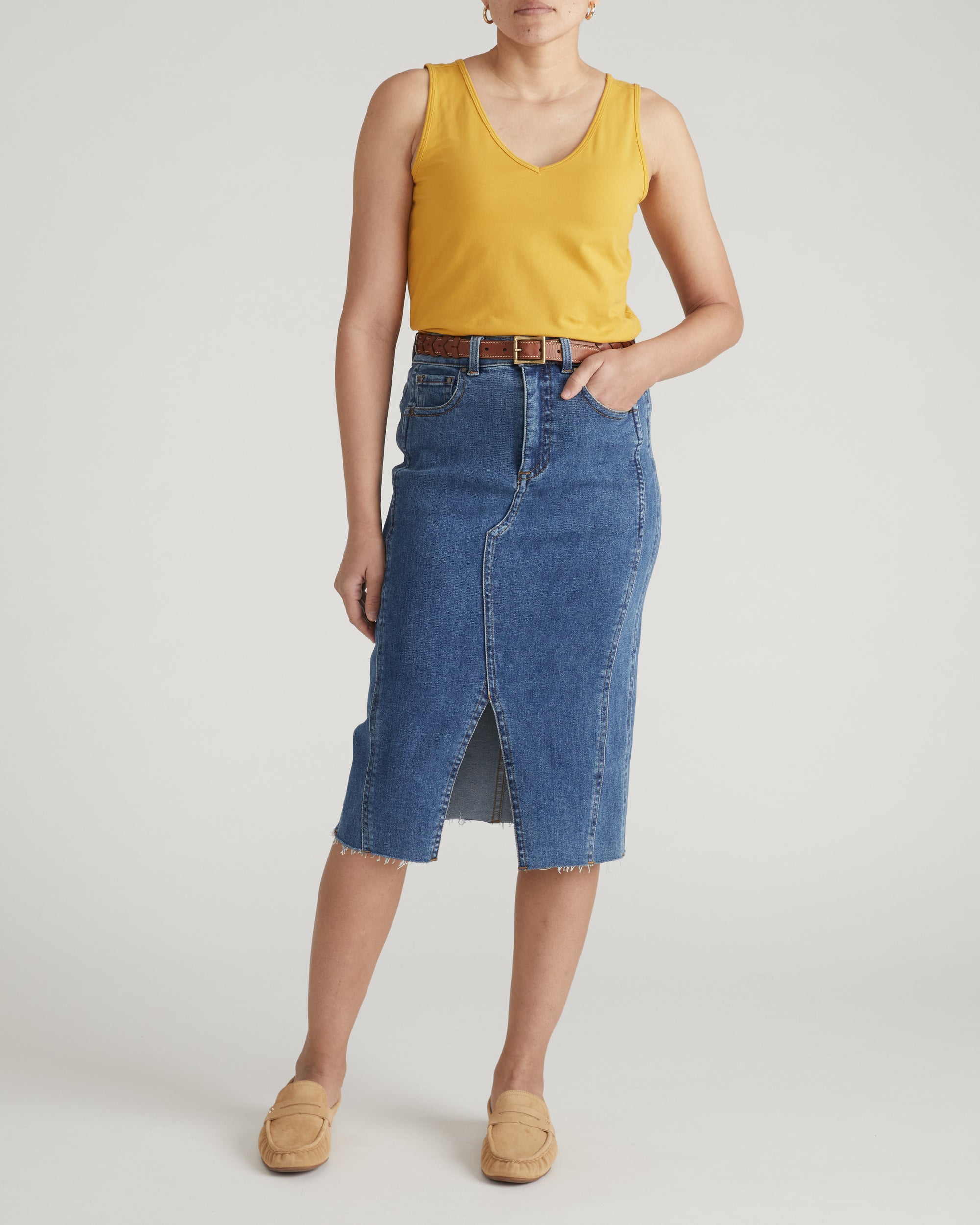 Double V Tank - Goldenrod | Plus Size & Straight Size Women's Fashion | Universal Standard