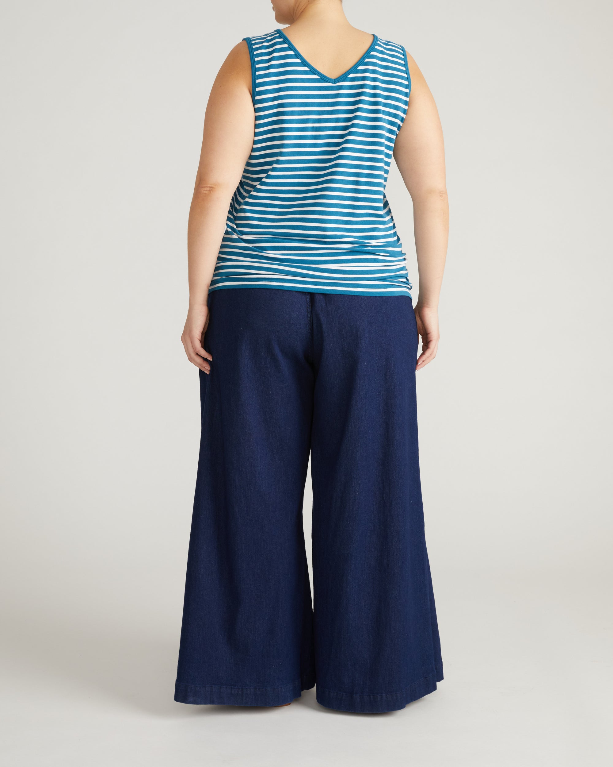 Double V Tank - Ink Blue/White Stripe | Plus Size & Straight Size Women's Fashion | Universal Standard