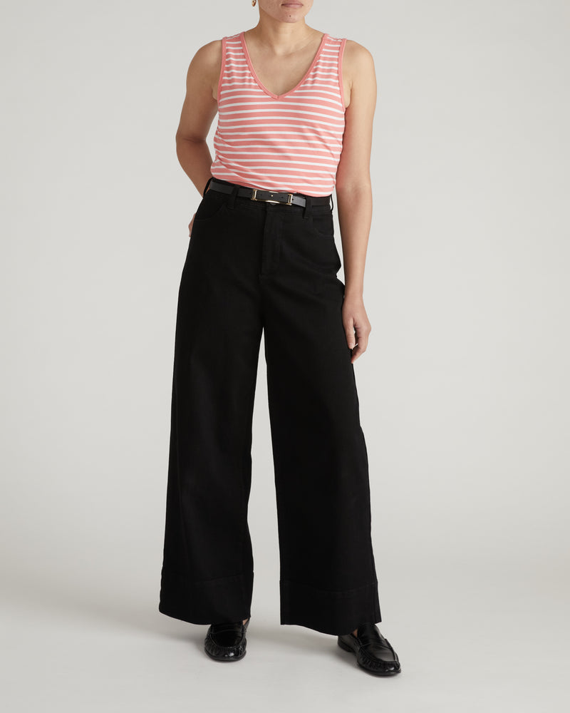 Double V Tank - Portrait Pink/White Stripe