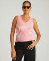 Double V Tank - Portrait Pink/White Stripe | Plus Size & Straight Size Women's Fashion | Universal Standard
