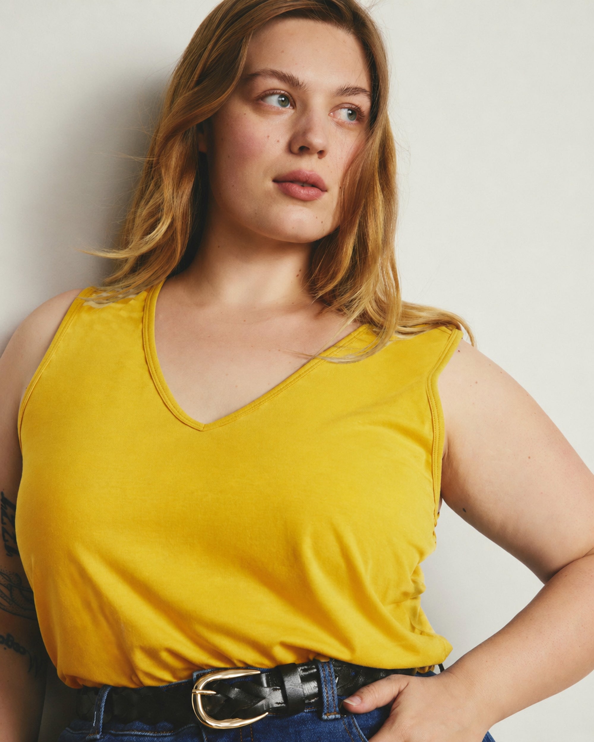 Double V Tank - Goldenrod | Plus Size & Straight Size Women's Fashion | Universal Standard