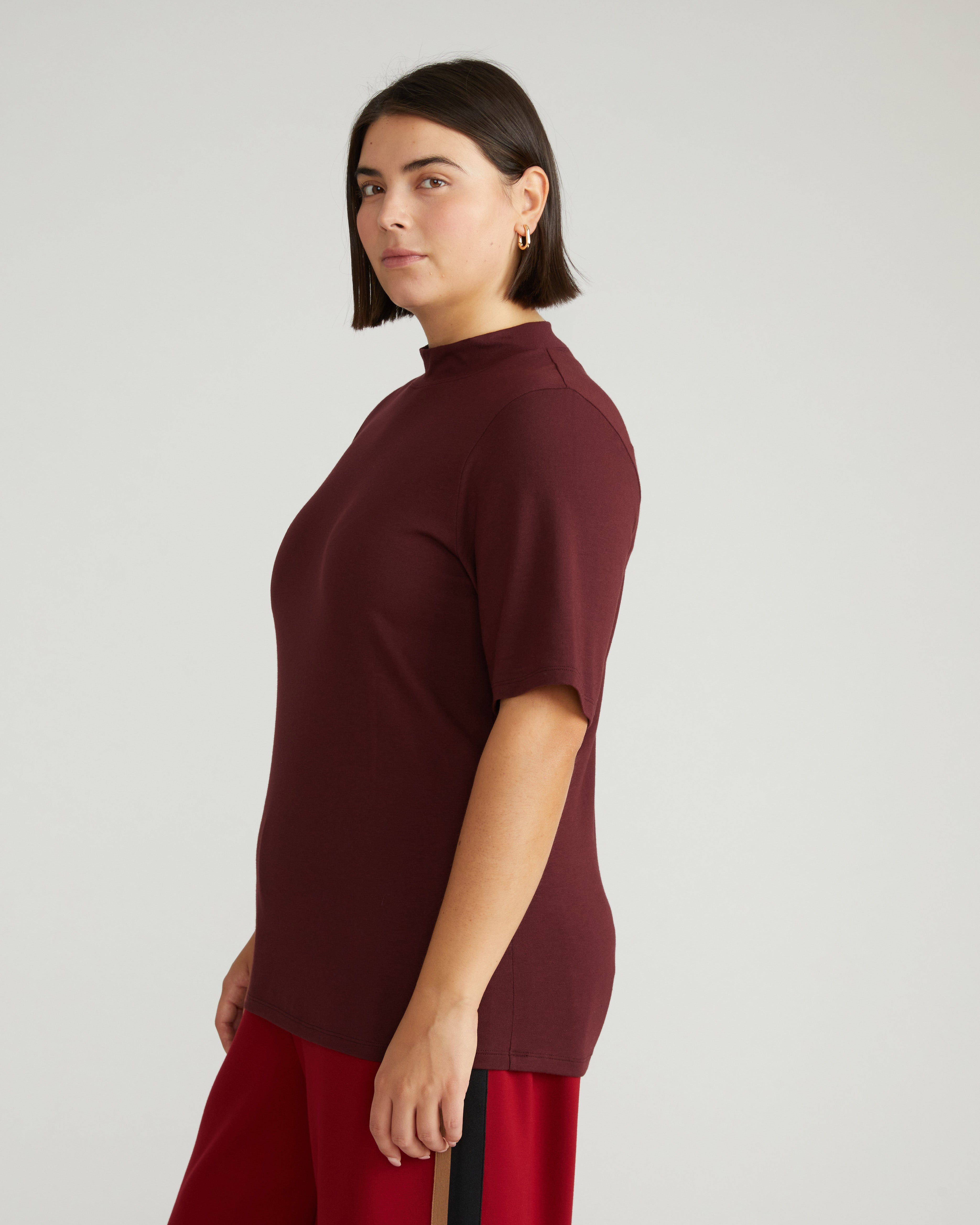 Modern Mock Neck Tee - Black Cherry – Universal Standard