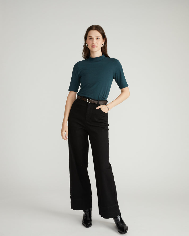 Modern Mock Neck Tee - Deep Sea