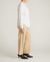 Woman wearing Elbe Stretch Linen Shirt - Mayfair Stripe from Universal Standard