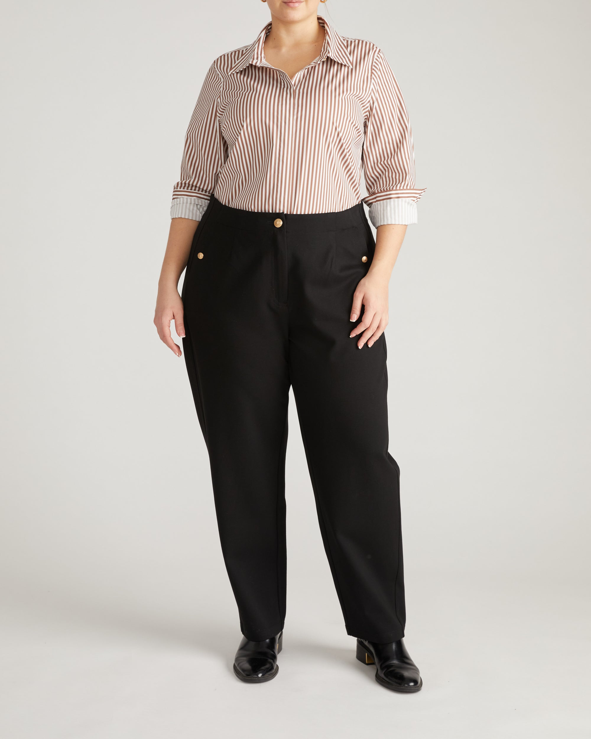 Elbe Stretch Poplin Shirt Classic Fit - Allspice/White Stripe