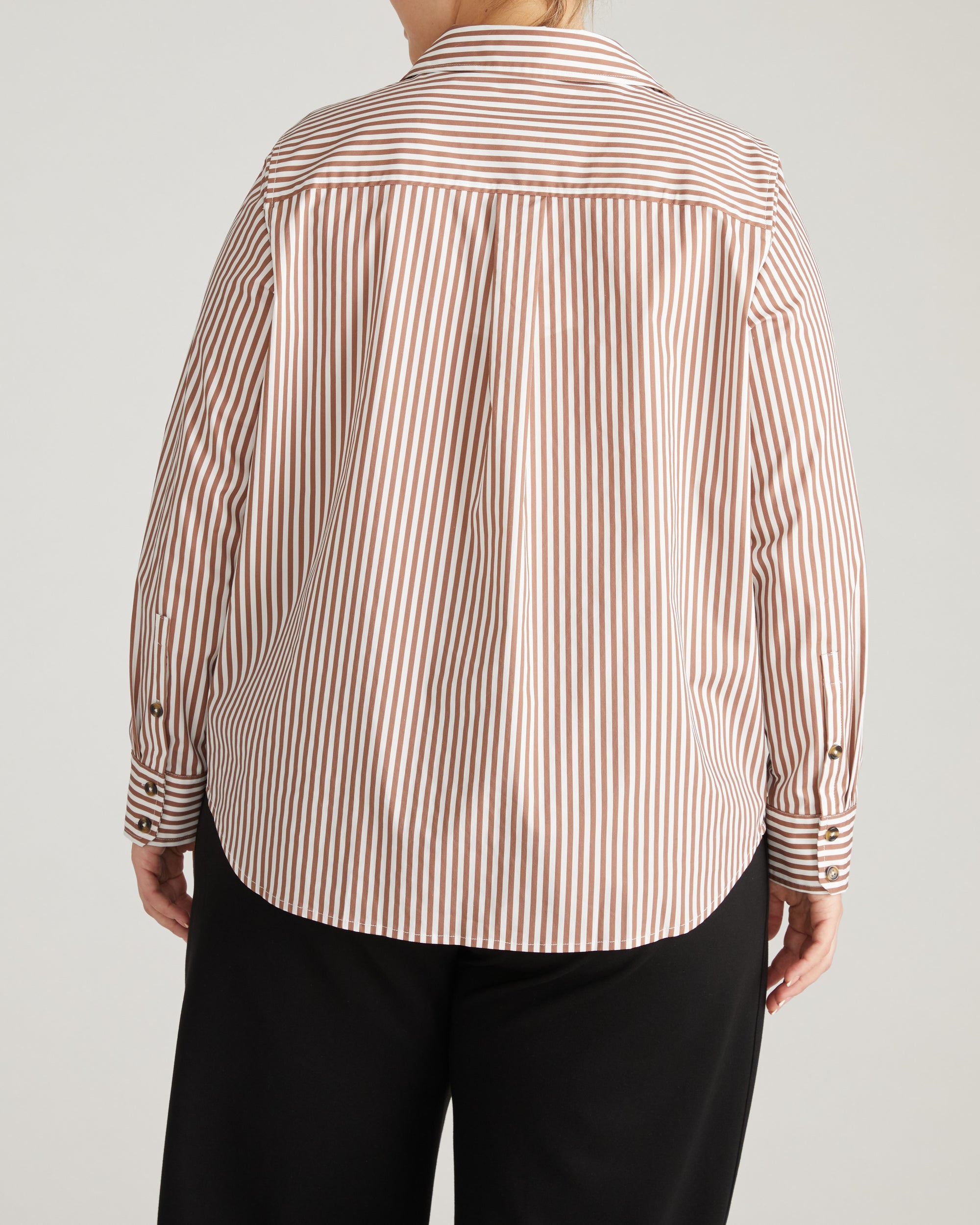 Elbe Stretch Poplin Shirt Classic Fit - Allspice/White Stripe