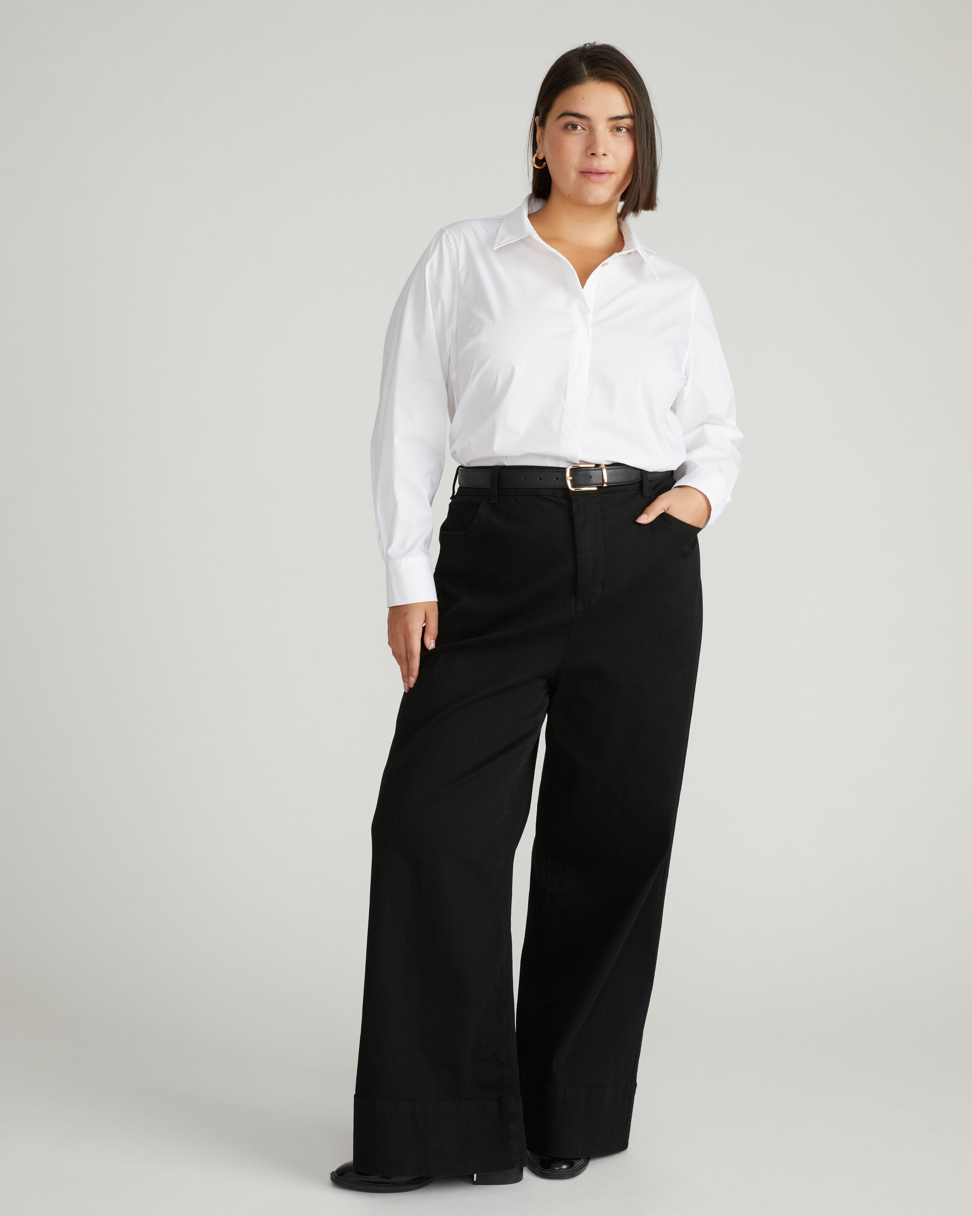 plus size white dress shirt Elbe Stretch Poplin Shirt Classic Fit - / White- Size2XS