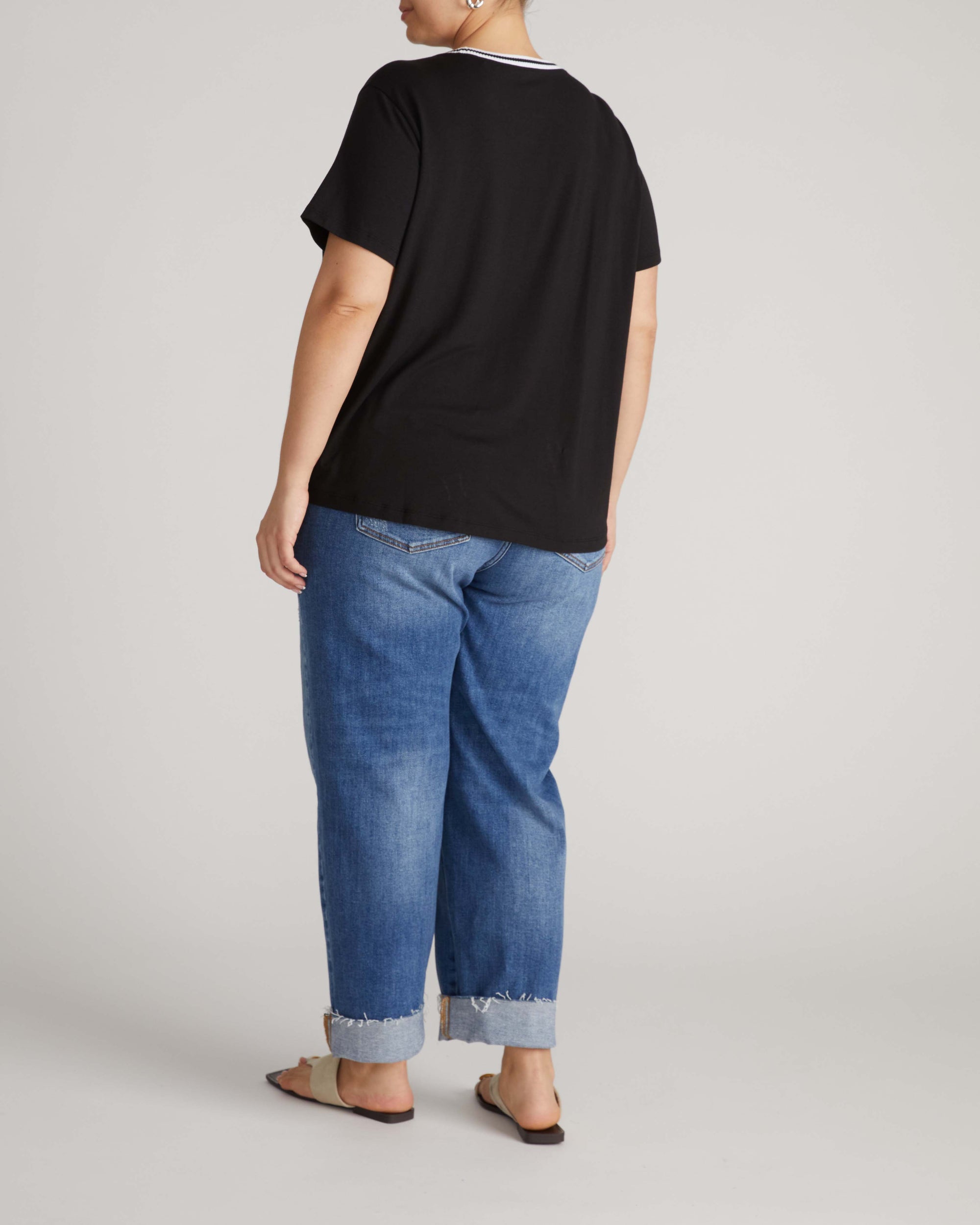 Garcon Tee - Black/White Trim | Plus Size & Straight Size Women's Fashion | Universal Standard