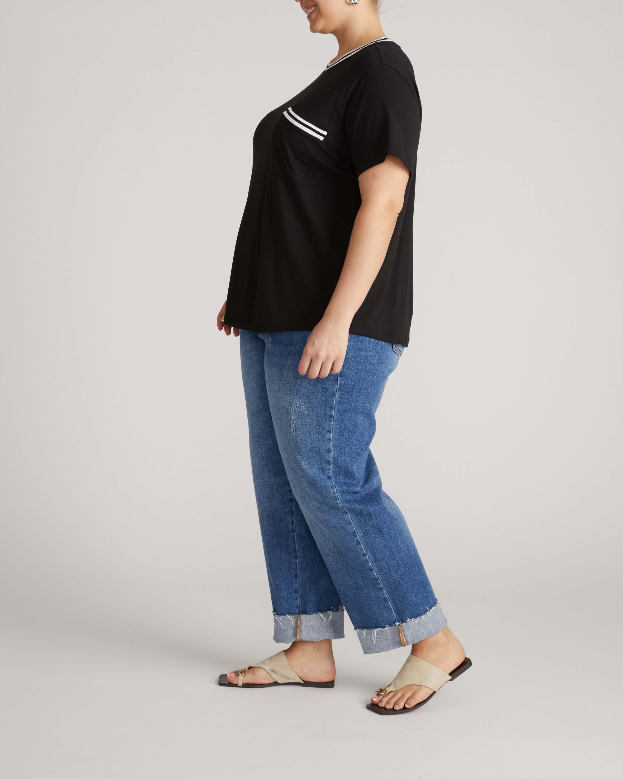 Garcon Tee - Black/White Trim | Plus Size & Straight Size Women's Fashion | Universal Standard