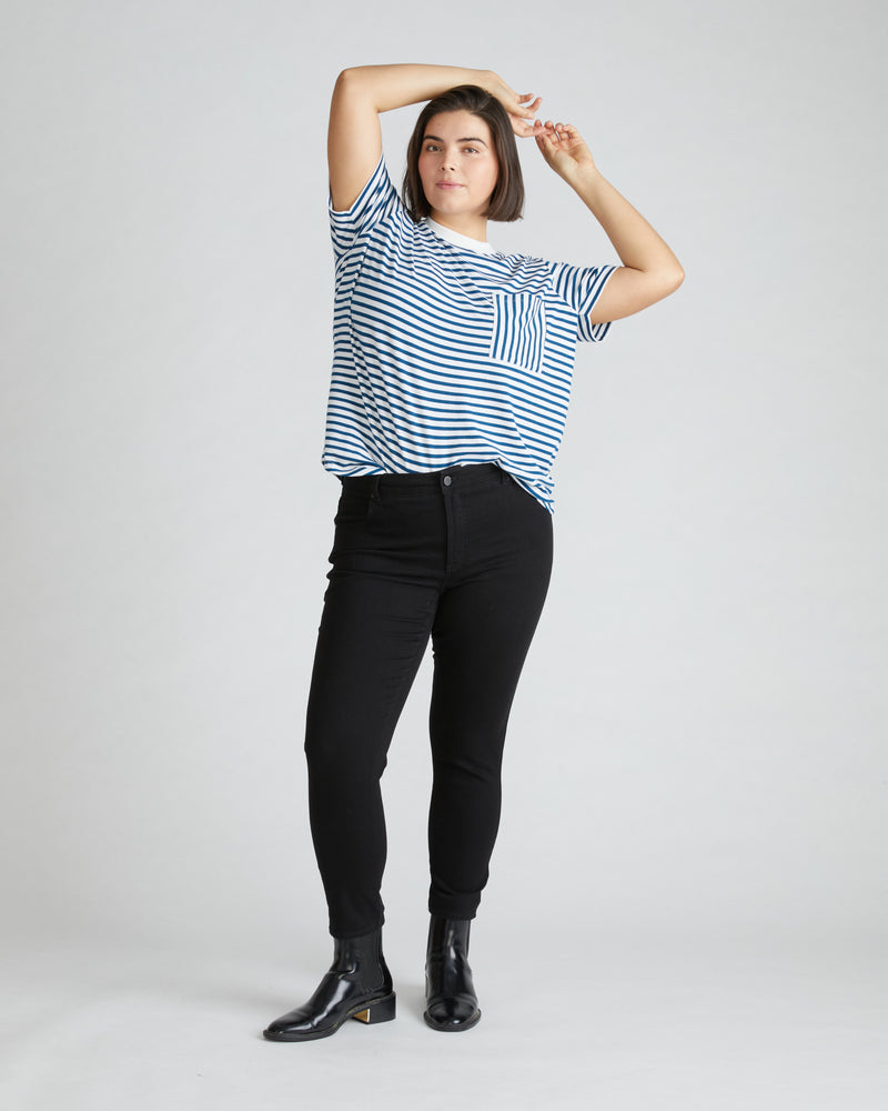 Garcon Tee - Linen White/Glassy Blue Stripe