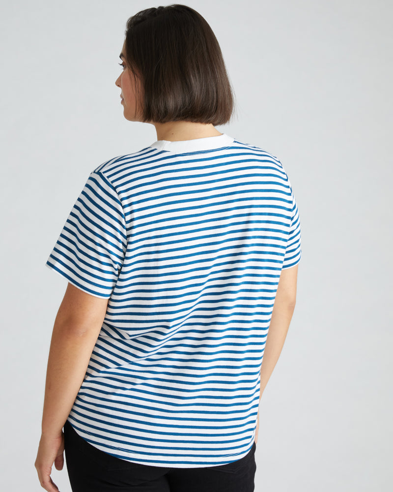 Garcon Tee - Linen White/Glassy Blue Stripe