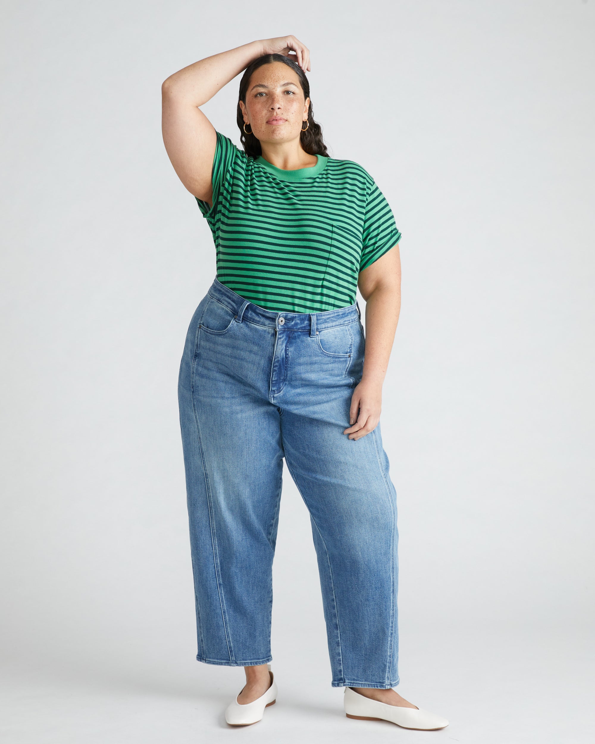 Garcon Tee - Spearmint Candy/Forest Green Stripe