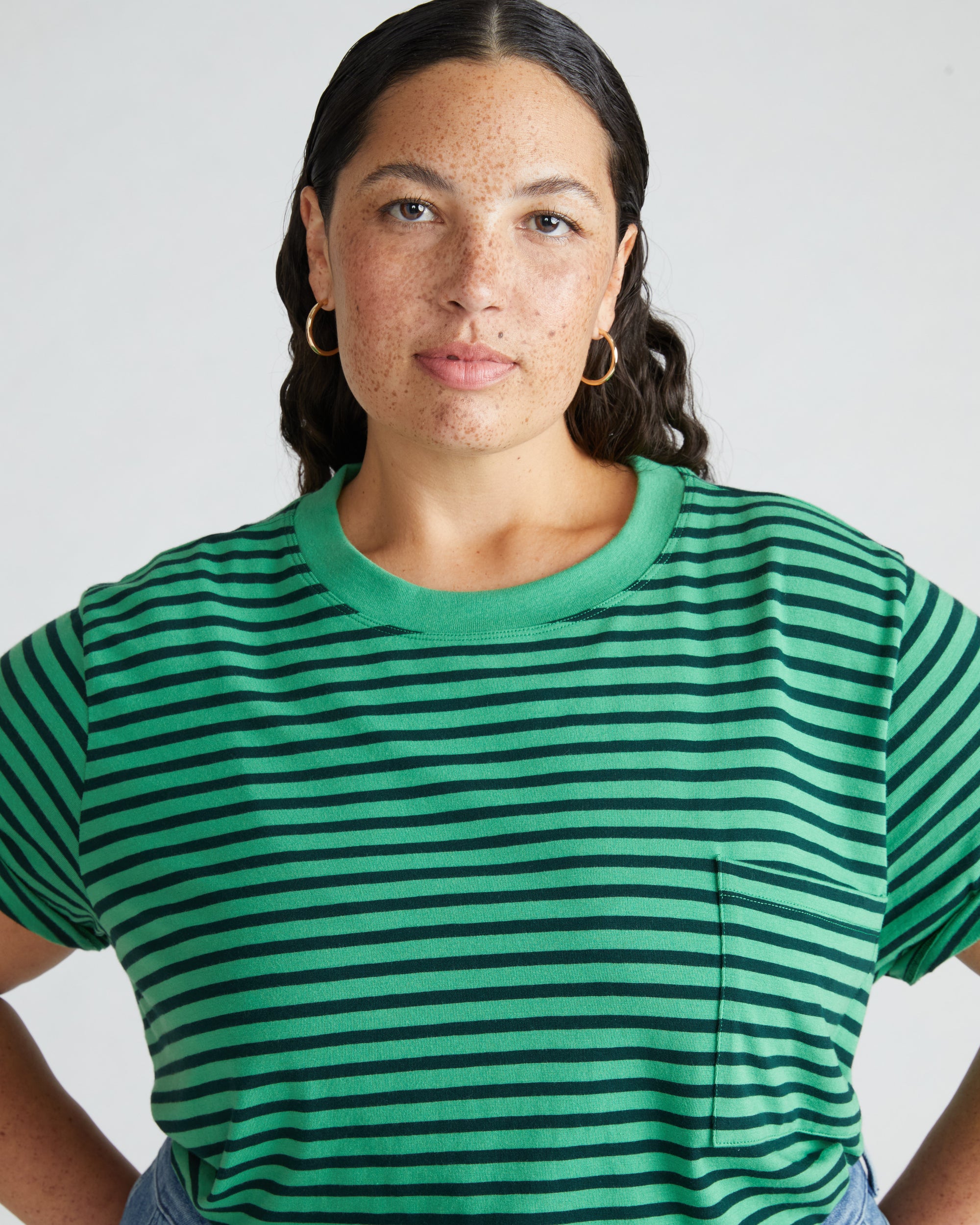 Garcon Tee - Spearmint Candy/Forest Green Stripe