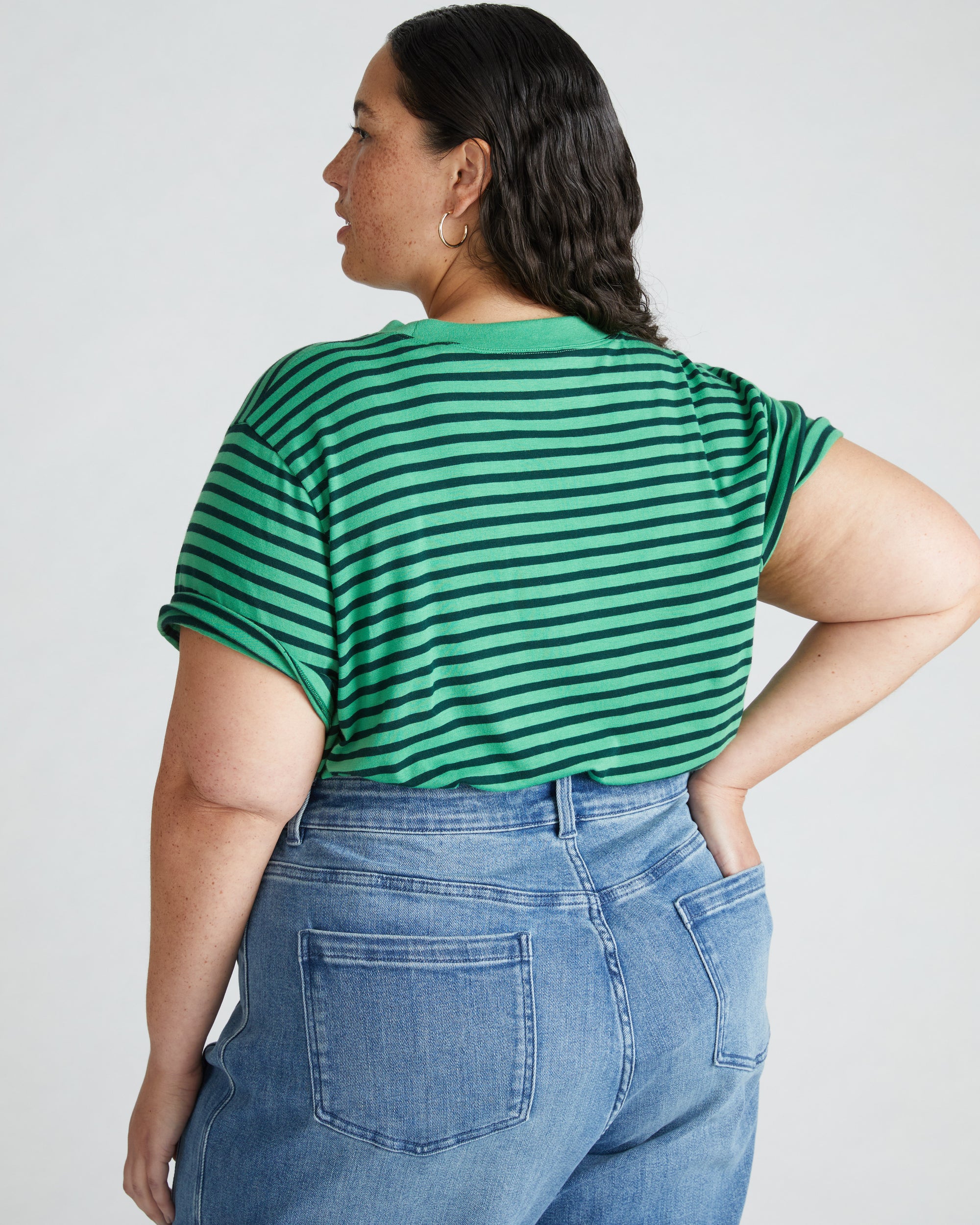 Garcon Tee - Spearmint Candy/Forest Green Stripe