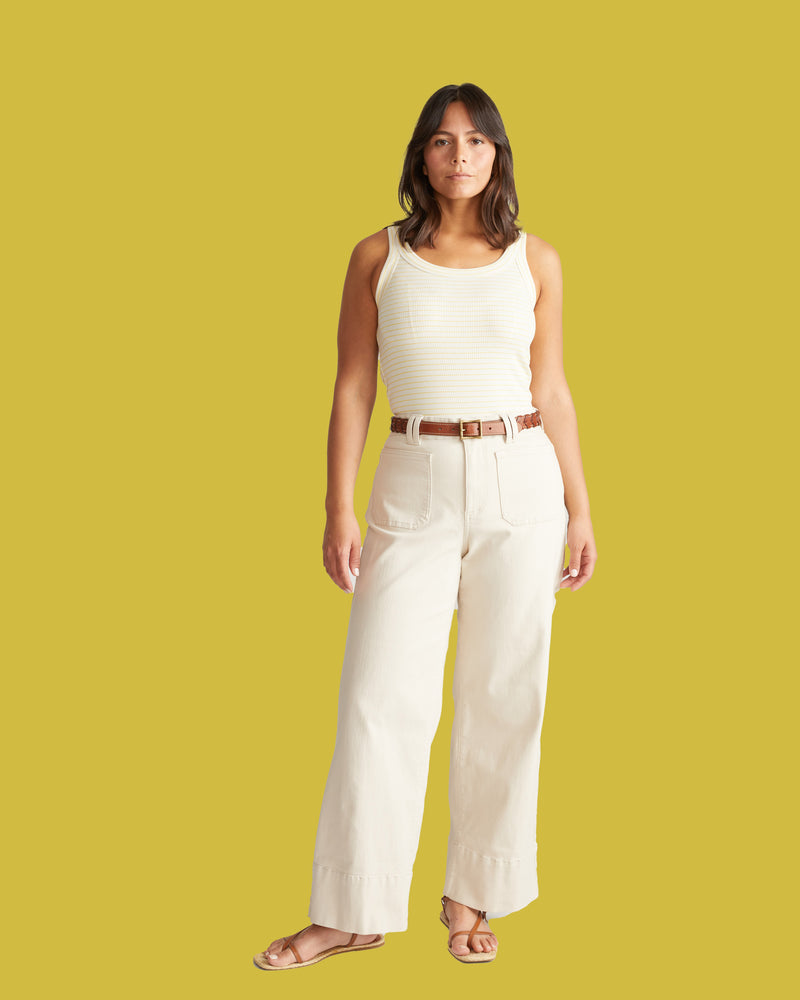 Roitfeld Ribbed Tank - Yellow Microstripe