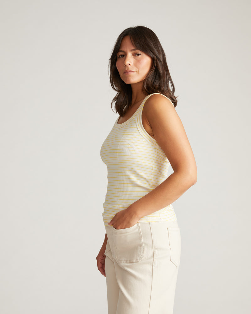 Roitfeld Ribbed Tank - Yellow Microstripe
