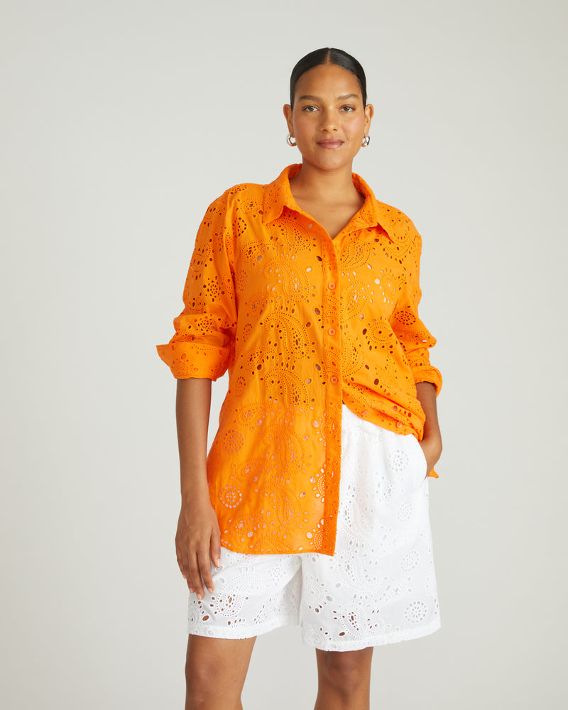 The Artist Cotton Eyelet Shirt - Arancia