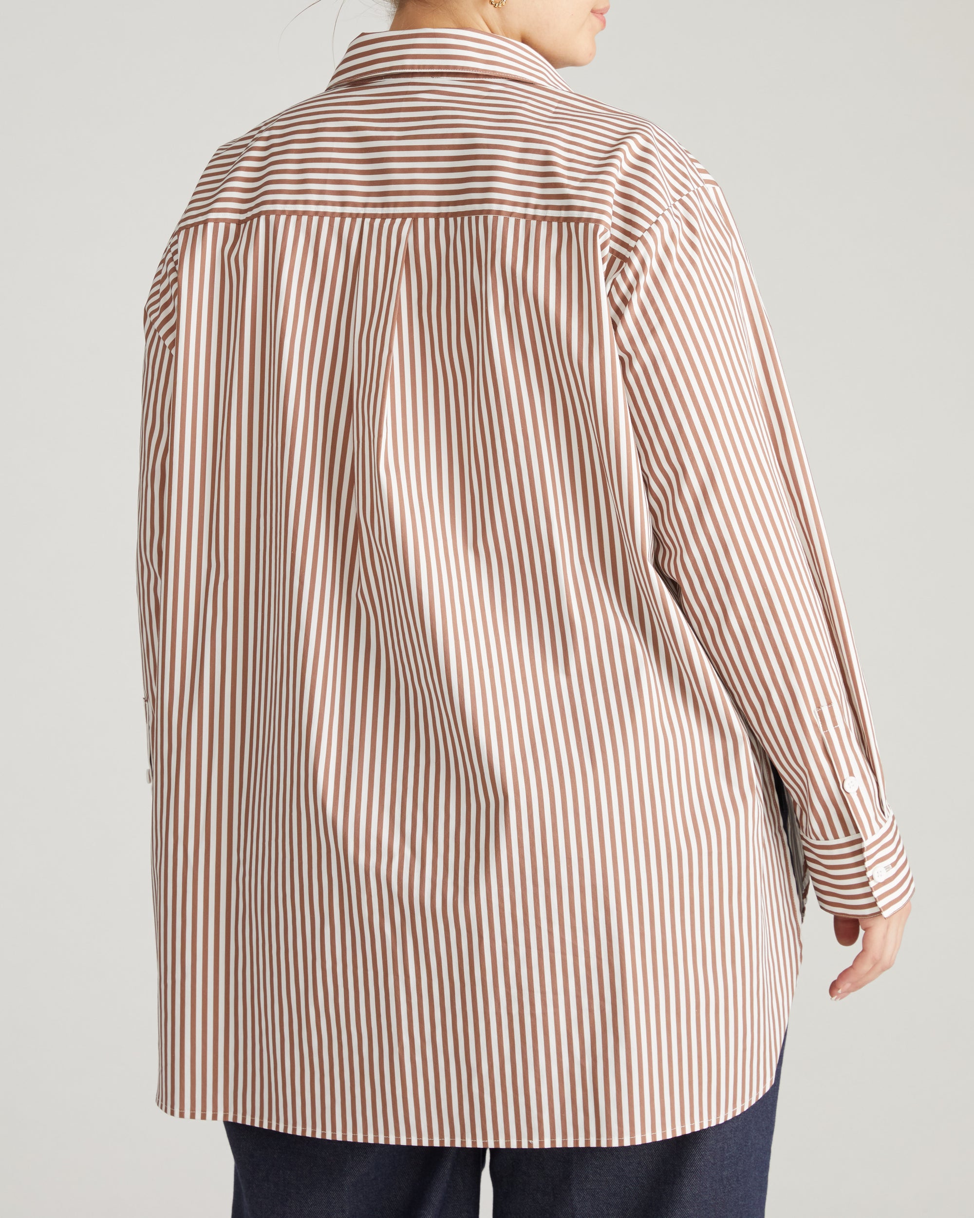 The Artist Poplin Shirt - Allspice/White Stripe