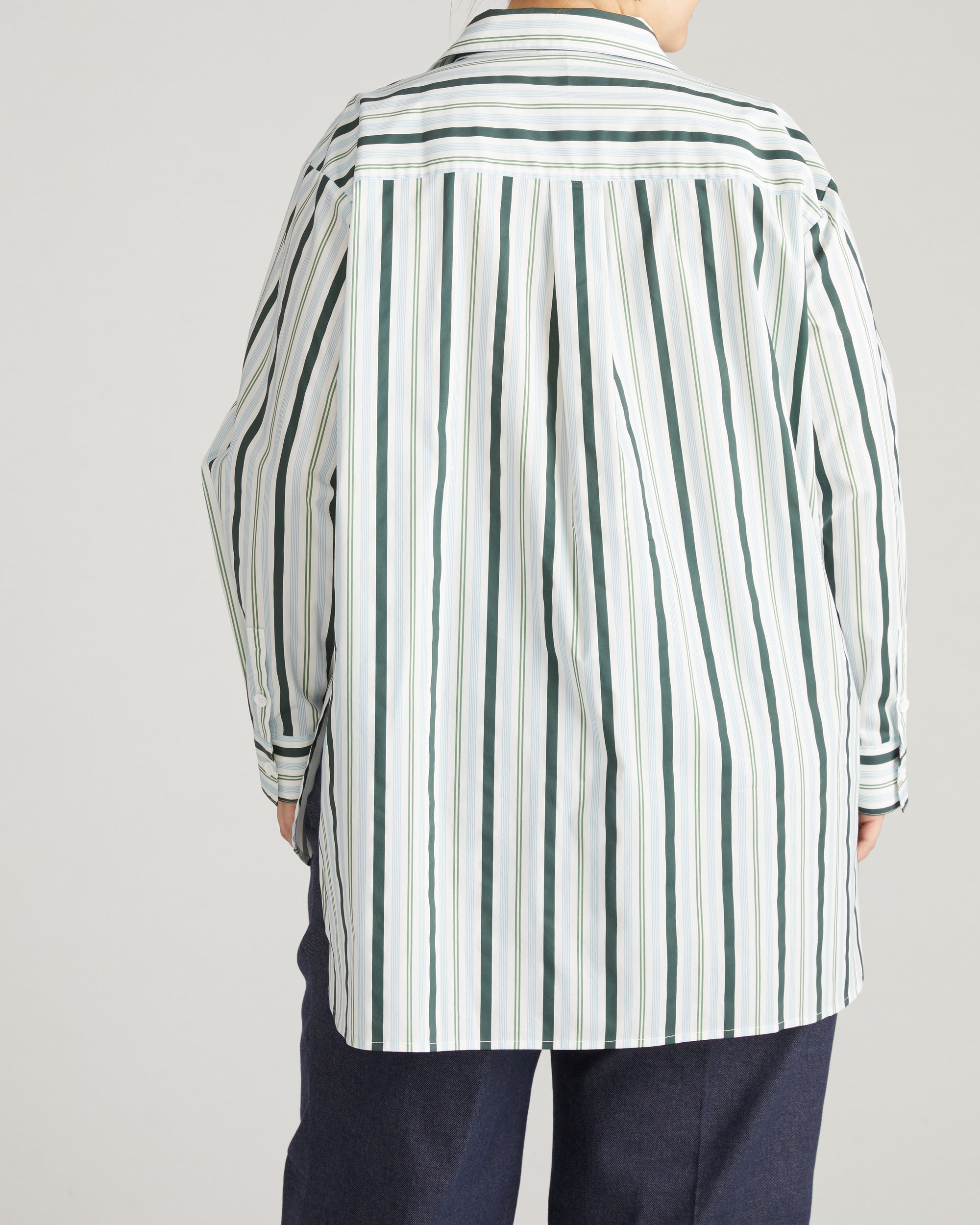 The Artist Poplin Shirt - Forest Green Multi Stripe