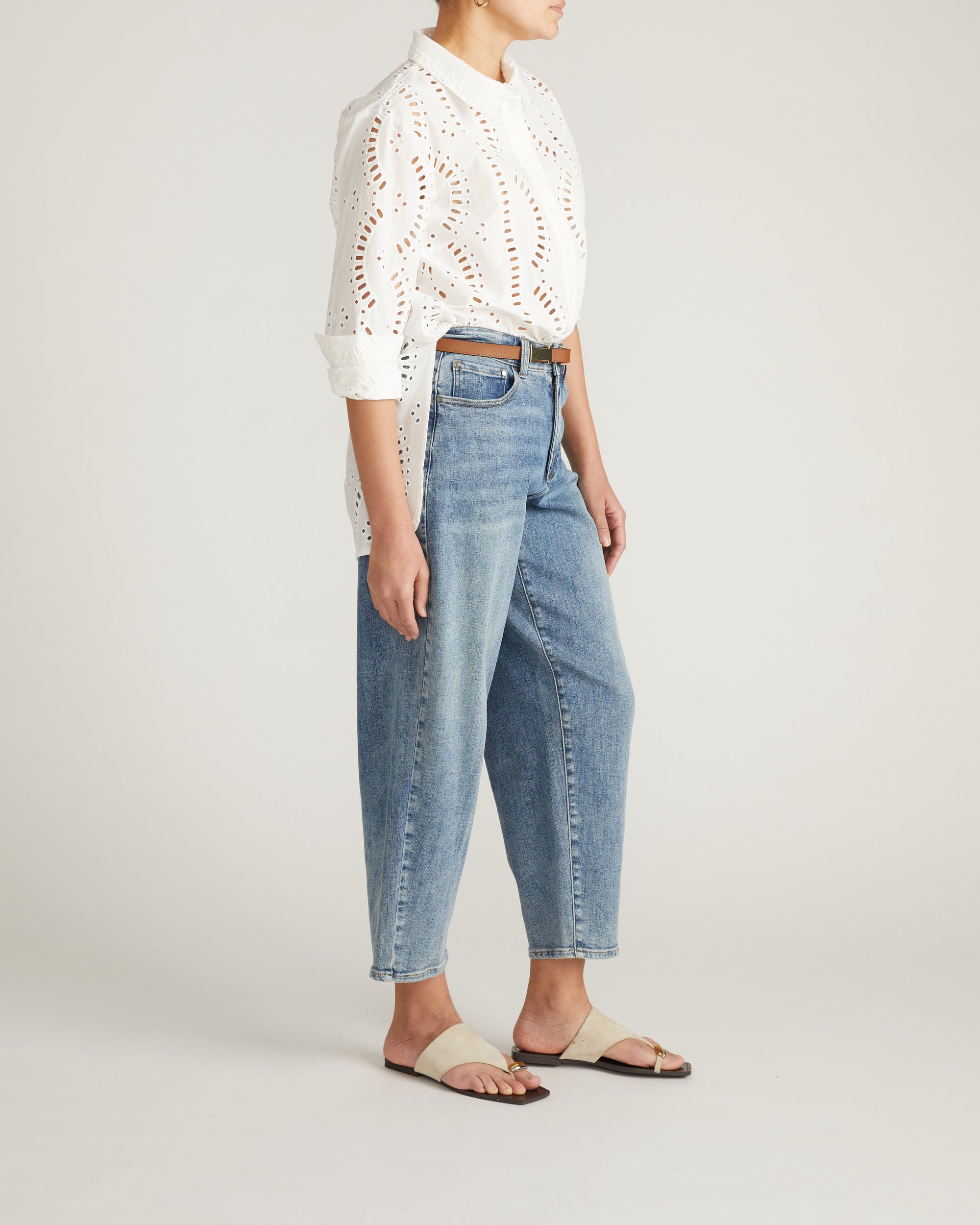 The Embroidered Artist Poplin Shirt - White | Plus Size & Straight Size Women's Fashion | Universal Standard
