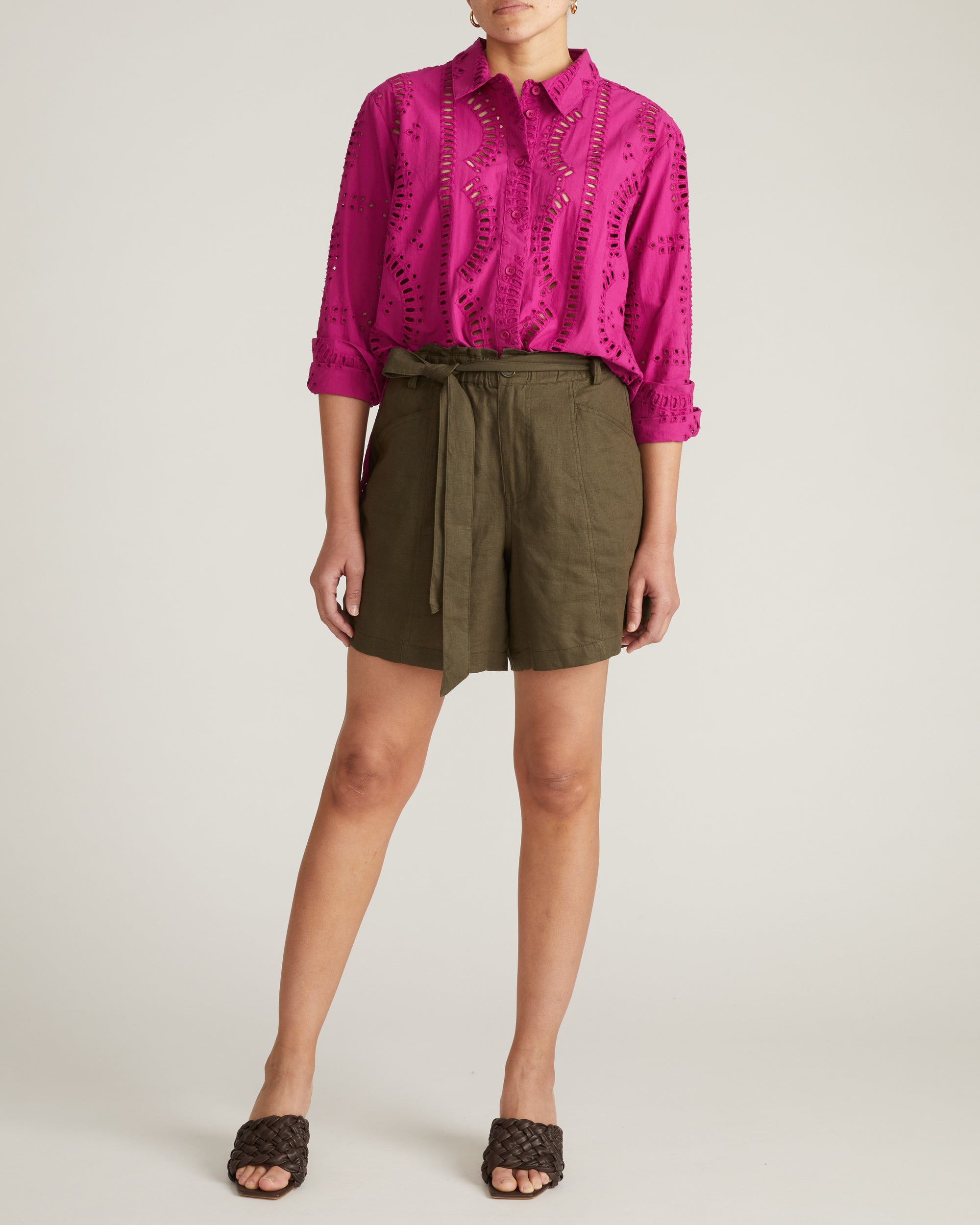 The Embroidered Artist Poplin Shirt - Hyper Pink | Plus Size & Straight Size Women's Fashion | Universal Standard