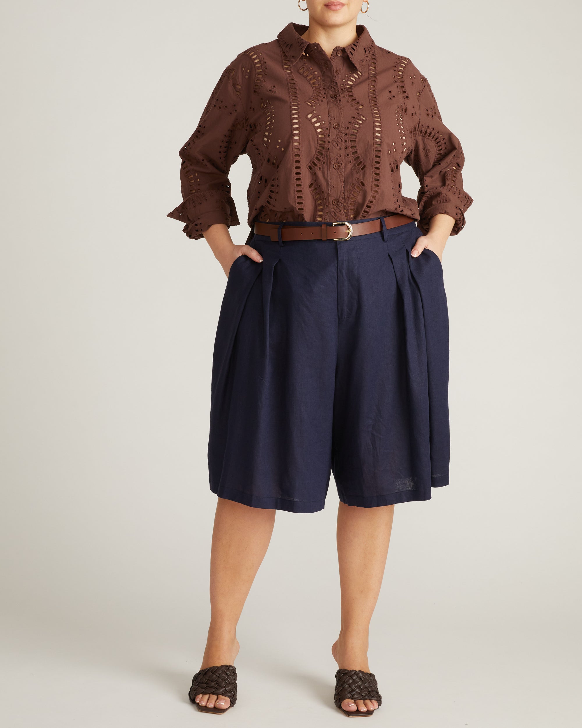 The Embroidered Artist Poplin Shirt - Peppercorn | Plus Size & Straight Size Women's Fashion | Universal Standard