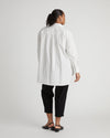 Woman wearing The Artist Poplin Shirt - White/Grey Stripe from Overstock Sale
