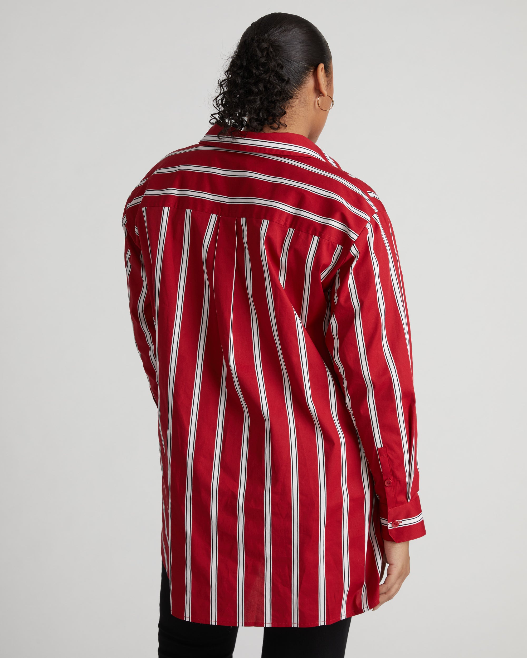 The Artist Poplin Shirt - Red/Black/White Stripe
