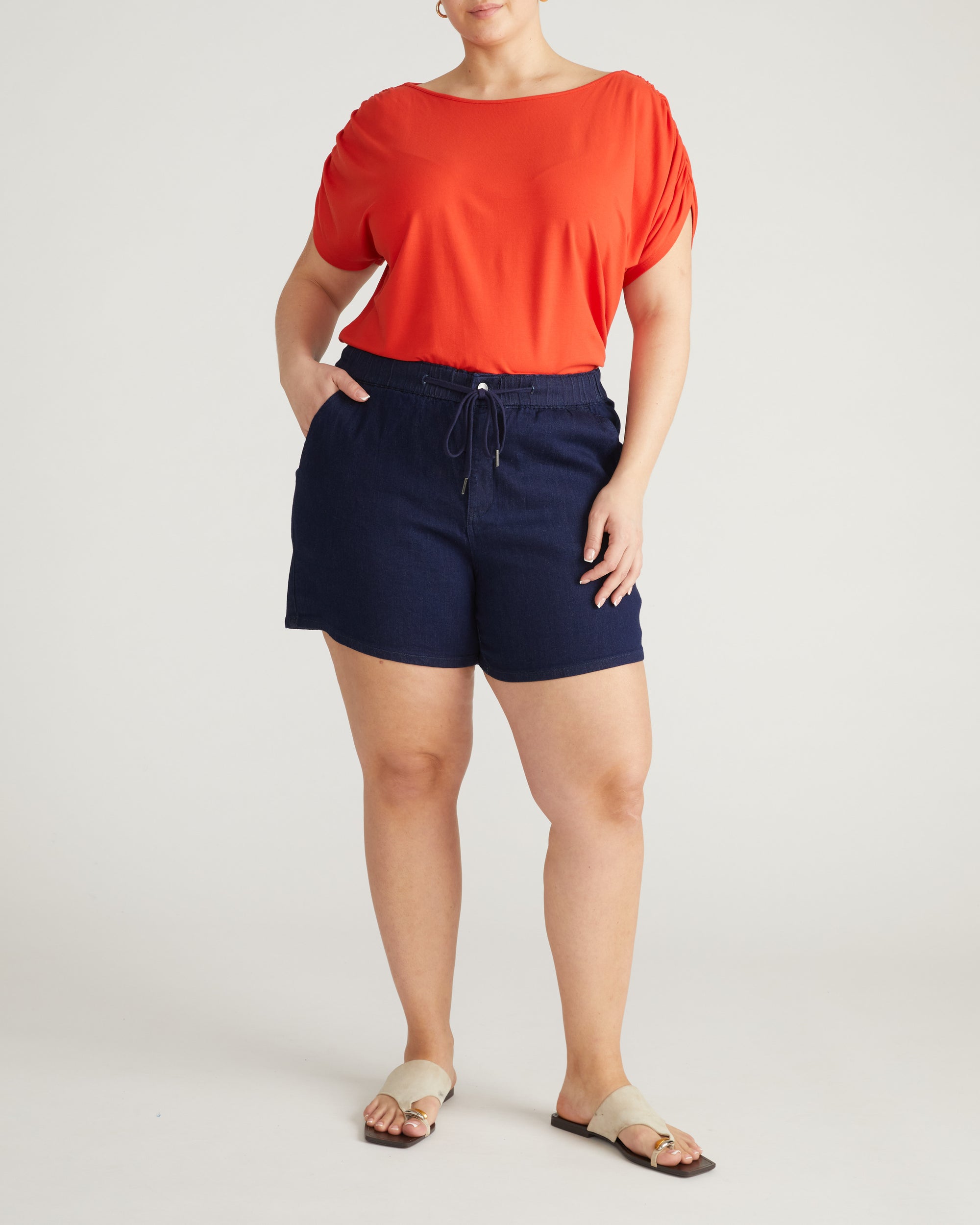 Helena Divine Jersey Gathered Tee - Shoreline Sunset | Plus Size & Straight Size Women's Fashion | Universal Standard