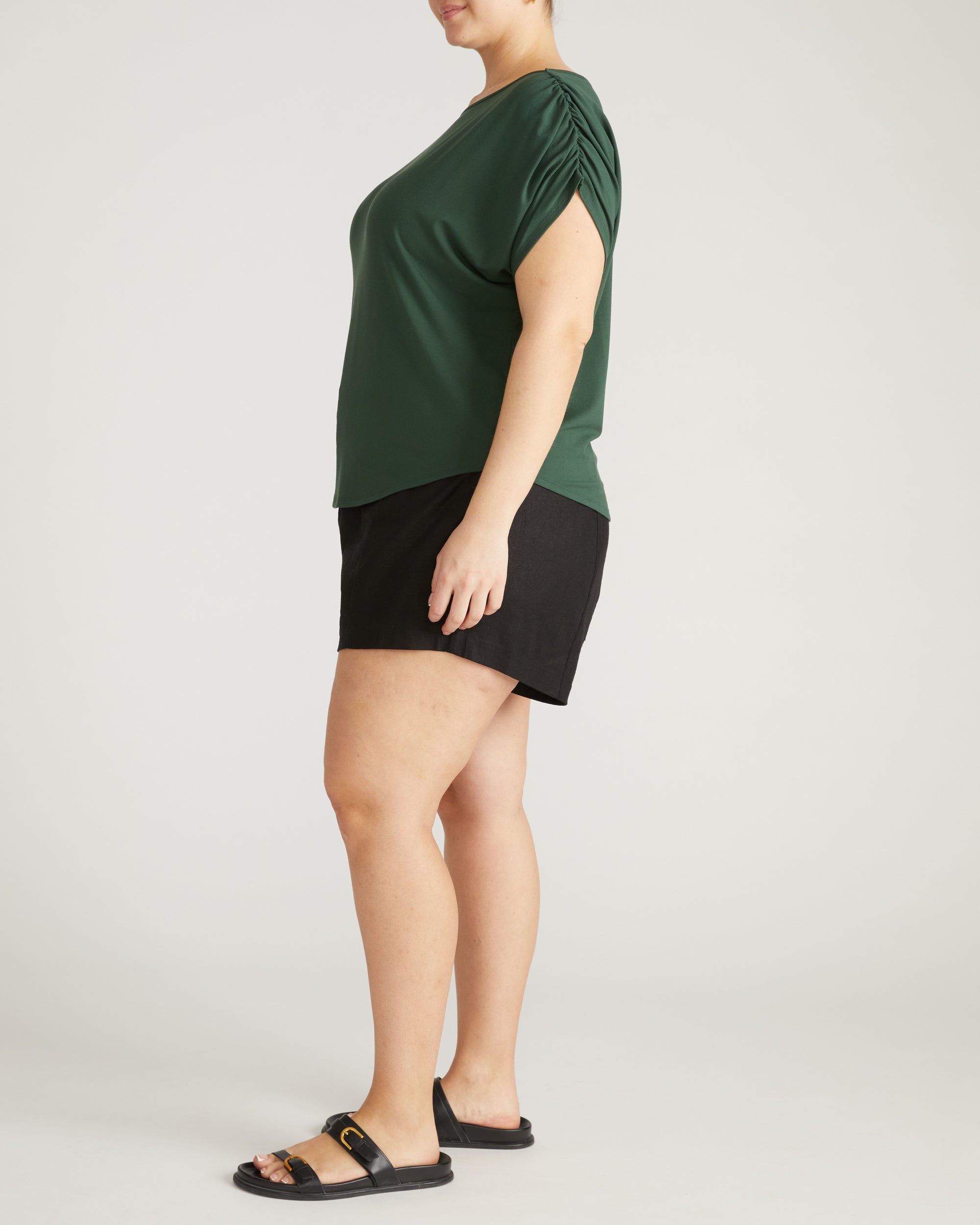 Helena Divine Jersey Gathered Tee - Conifer