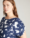 Helena Divine Jersey Gathered Tee - Navy Santiago Print | Plus Size & Straight Size Women's Fashion | Universal Standard