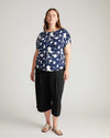 Helena Divine Jersey Gathered Tee - Navy Santiago Print | Plus Size & Straight Size Women's Fashion | Universal Standard