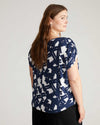 Helena Divine Jersey Gathered Tee - Navy Santiago Print | Plus Size & Straight Size Women's Fashion | Universal Standard