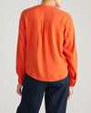 Cooling Stretch Cupro Button-Down Blouse - Orange Flame