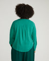 Cooling Stretch Cupro Button-Down Blouse - Green Tourmaline